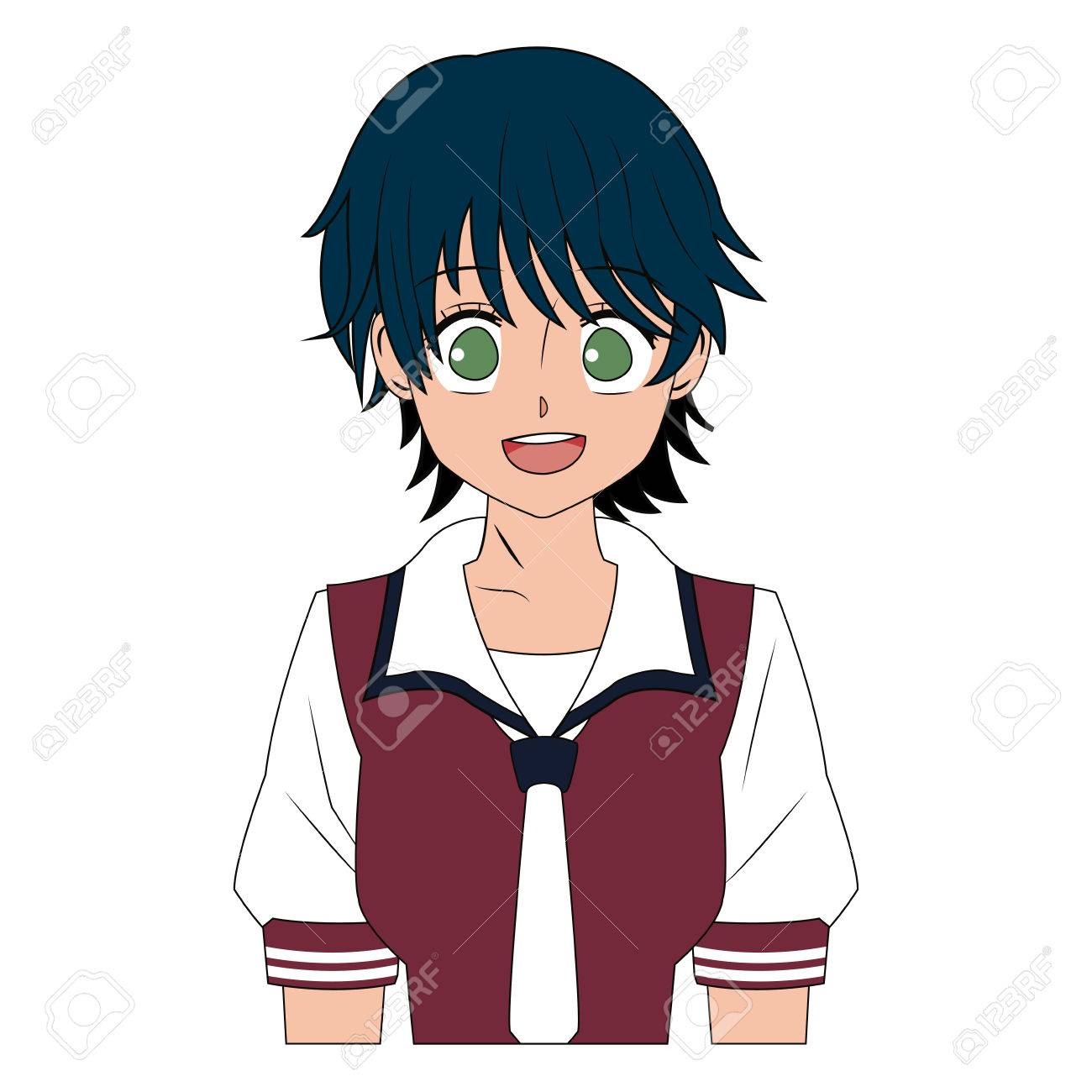 Girl Anime Comic Student Clothes Image Vector Illustration Royalty Free  SVG, Cliparts, Vectors, and Stock Illustration. Image 77617503., image size:1300x1300