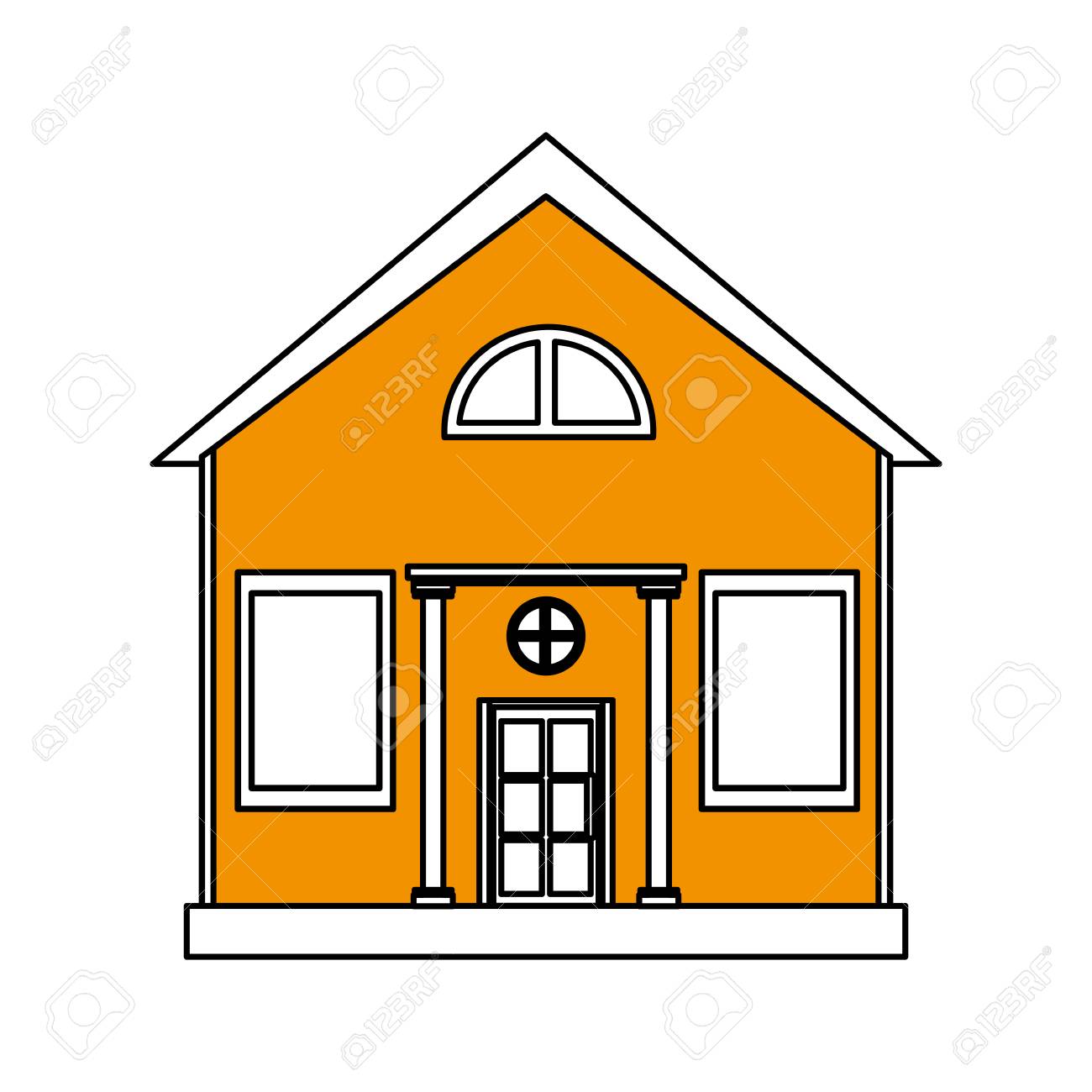 Color Silhouette Cartoon Yellow Facade Structure House With Modern Style  Vector Illustration Royalty Free SVG, Cliparts, Vectors, and Stock  Illustration. Image 77701225., image size:1300x1300