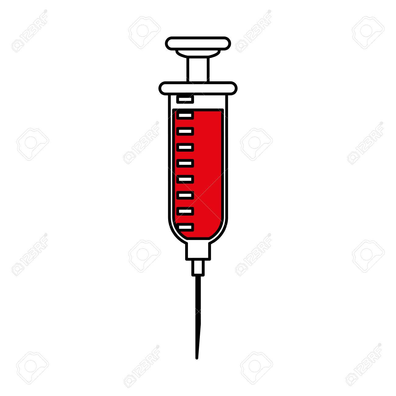 Color Silhouette Cartoon Needle Syringe With Liquid And Inchs Royalty Free Cliparts Vectors And Stock Illustration Image 77816598