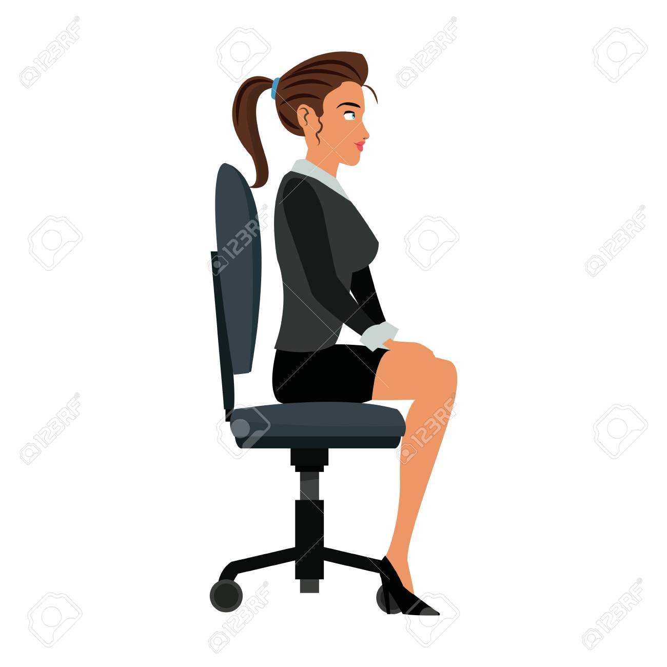 椅子オフィス仕事のベクトル図を座っているきれいな女性 のイラスト素材 ベクタ Image