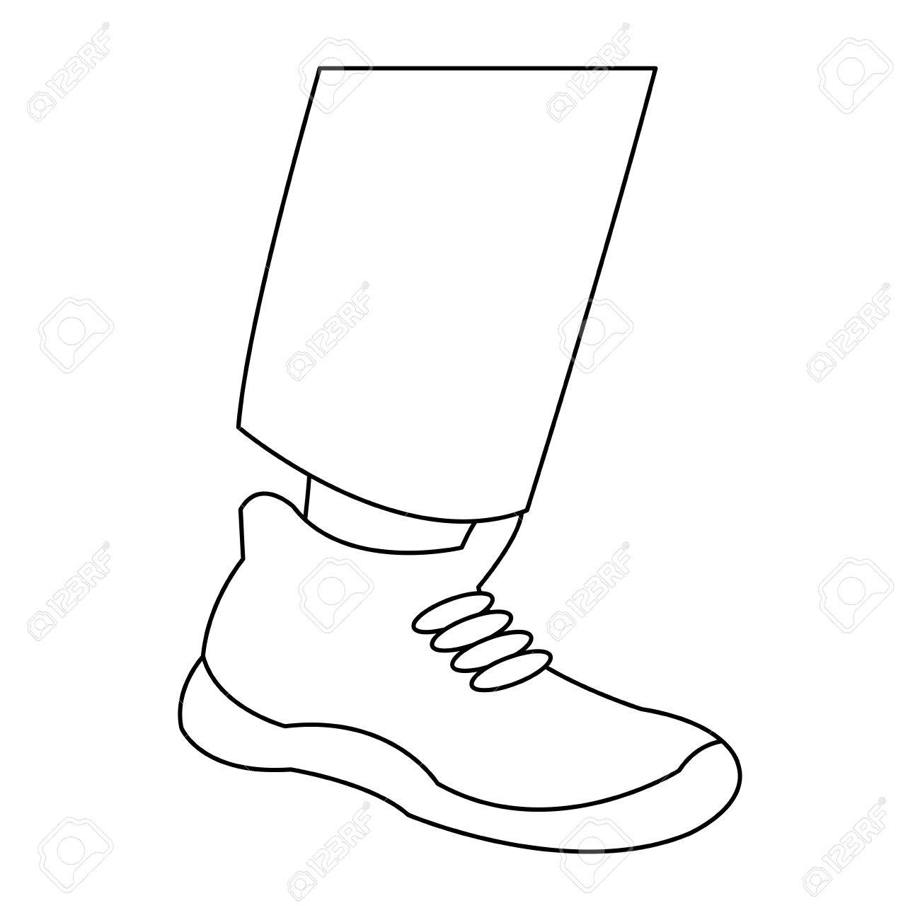 足を靴デザイン アウトライン ベクトル イラスト男性 のイラスト素材 ベクタ Image