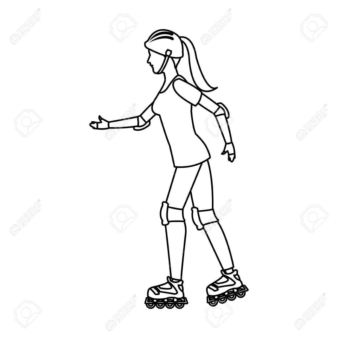 デッサン女の子ローラー スケート活動ベクトル イラストのイラスト素材 ベクタ Image 78184159