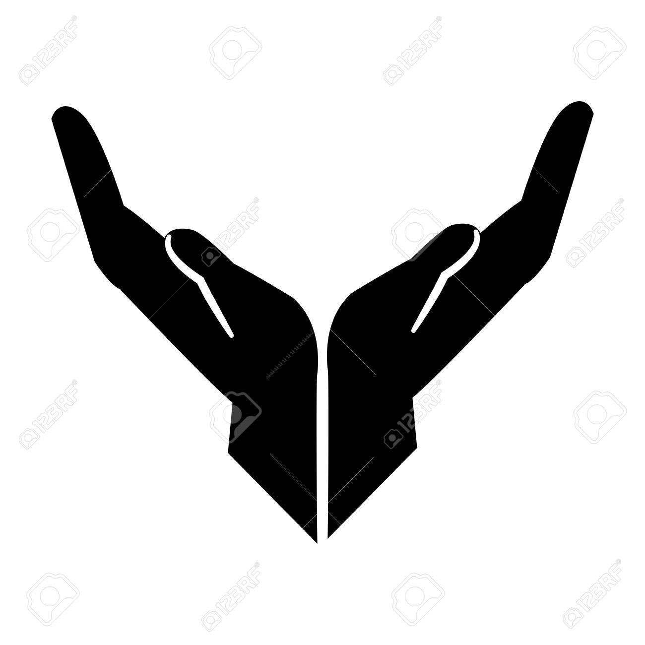 supporting hands holding care concept pictogram vector illustration
