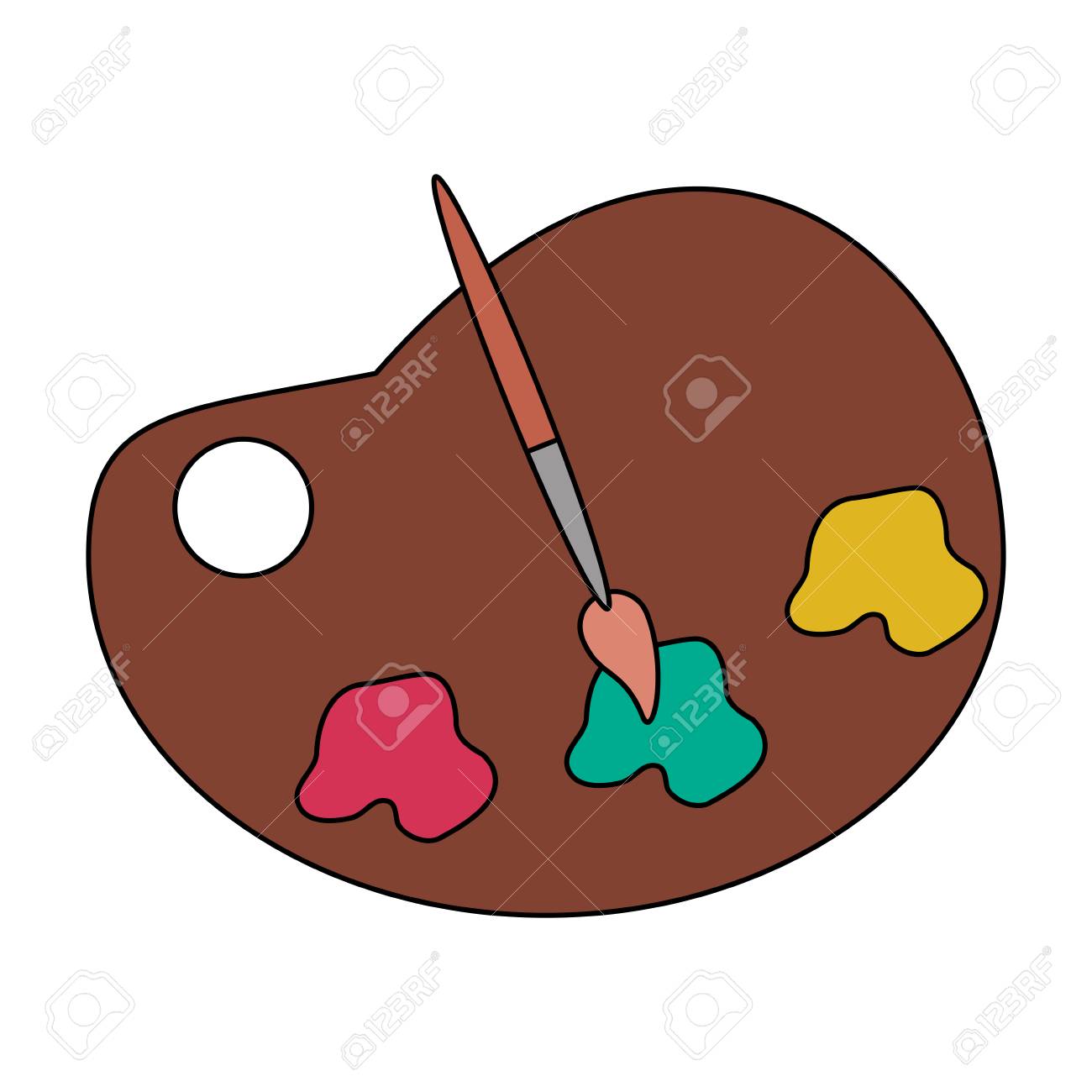 Herramienta De Arte De Paleta De Acuarela De Dibujos Animados De Imagen De  Color Con Ilustración De Vector De Pincel Ilustraciones Svg, Vectoriales,  Clip Art Vectorizado Libre De Derechos. Image 78489795.