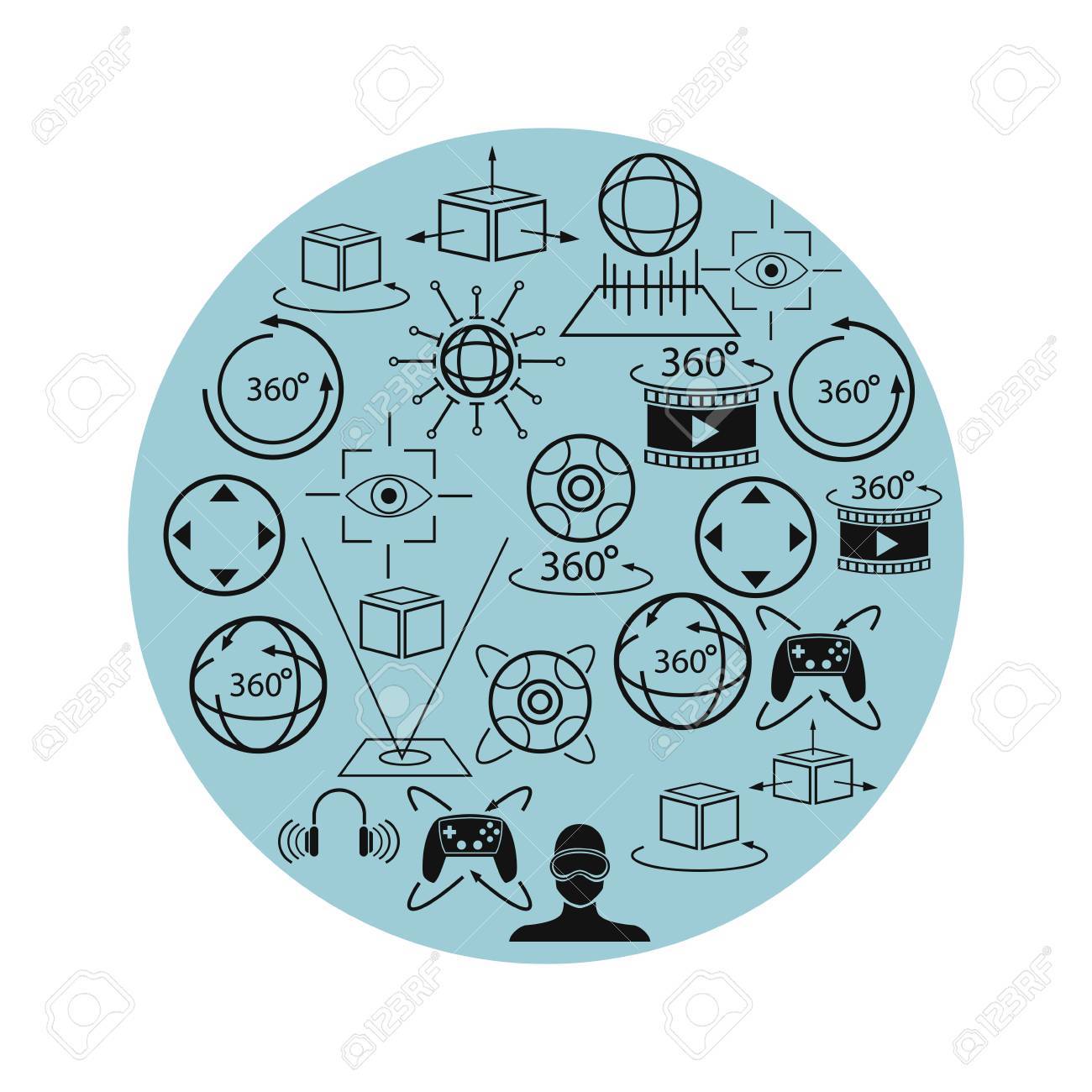 仮想 拡張現実技術革新の将来アイコン ベクトル イラスト のイラスト素材 ベクタ Image