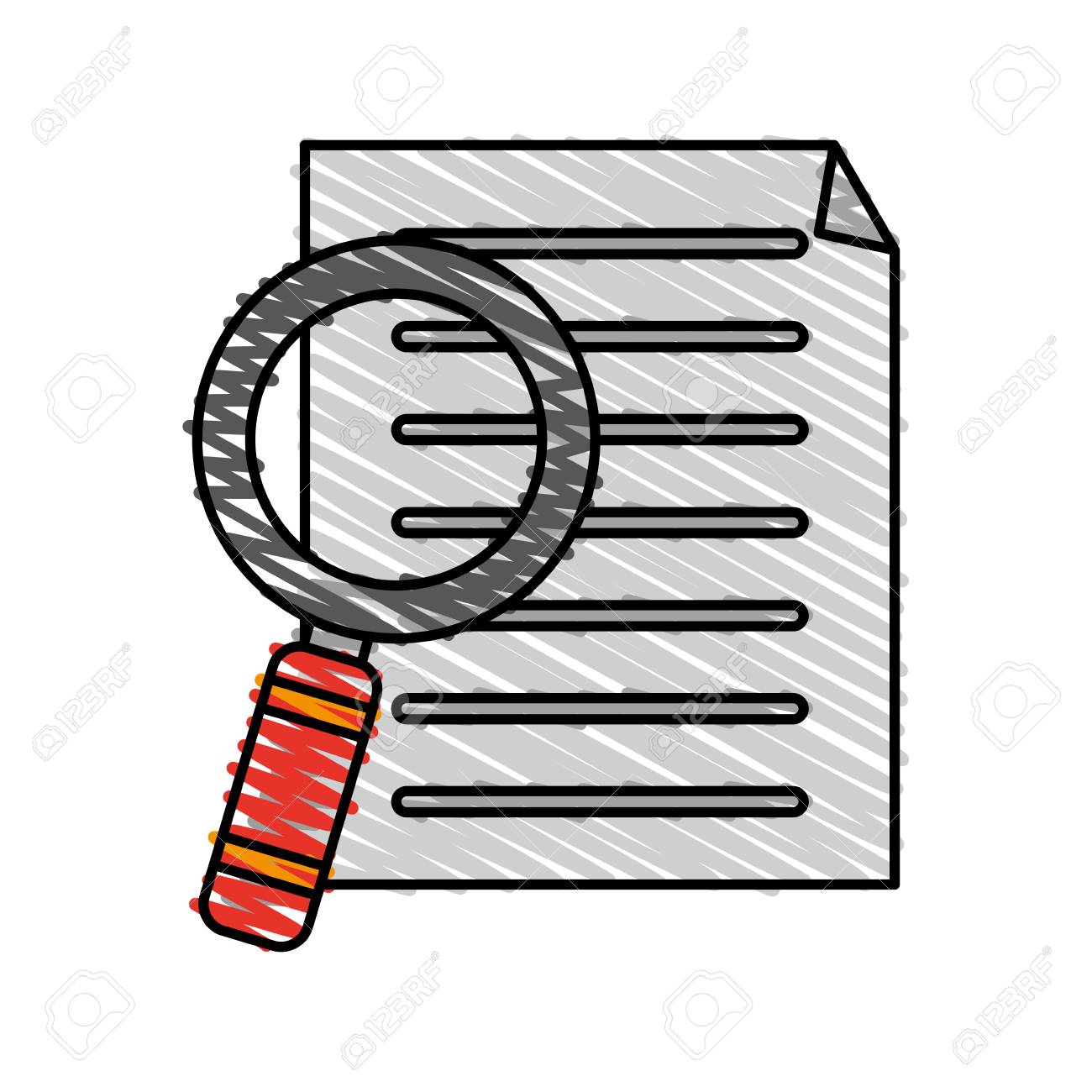 ファイル検索虫眼鏡ベクトル イラストのカラフルなクレヨン シルエット のイラスト素材 ベクタ Image