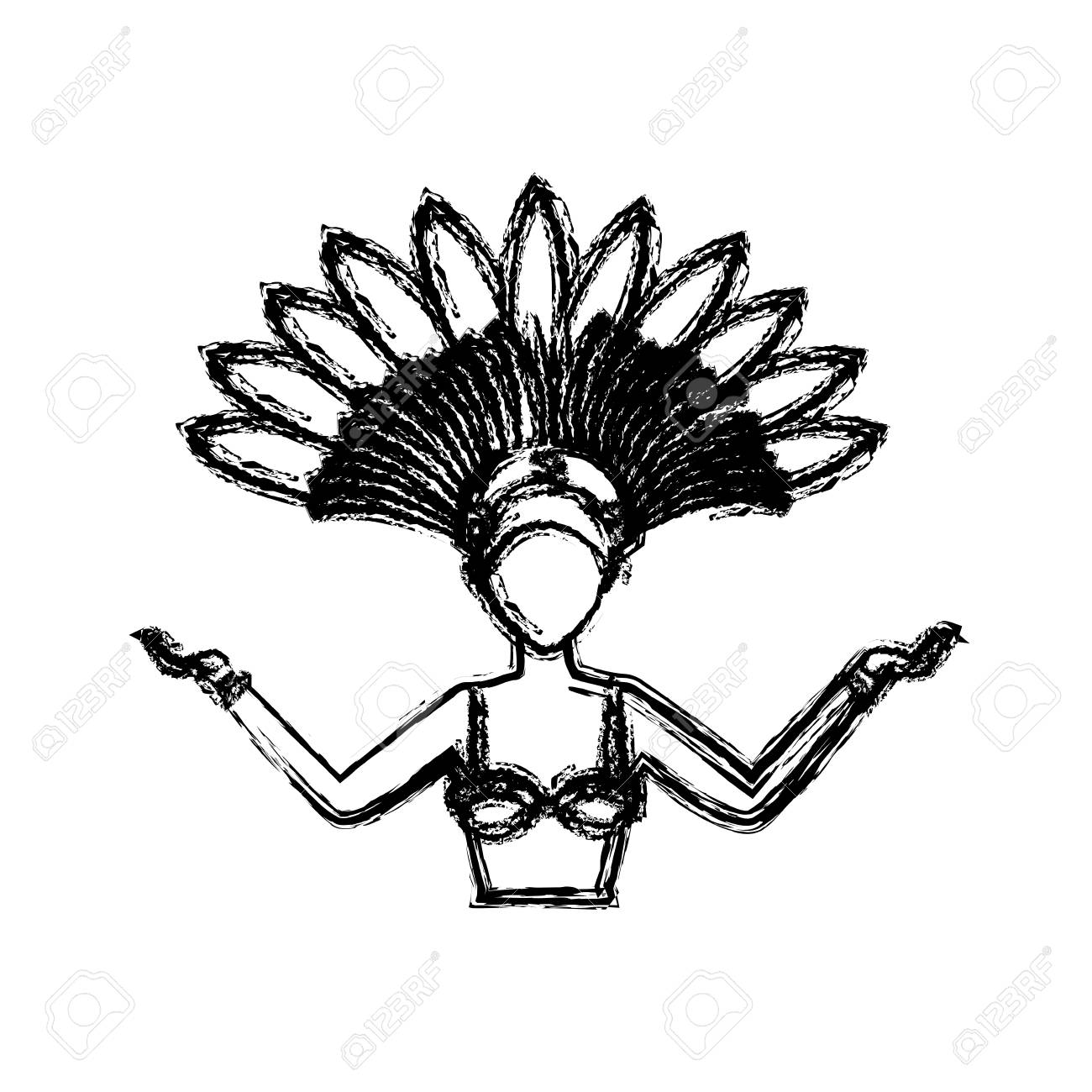 ステージ衣装ベクトル イラストの美しい若いサンバ ダンサー のイラスト素材 ベクタ Image