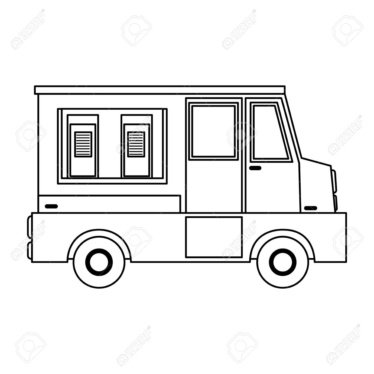 Food Truck Sideview Icon Image Vector Illustration Design Single