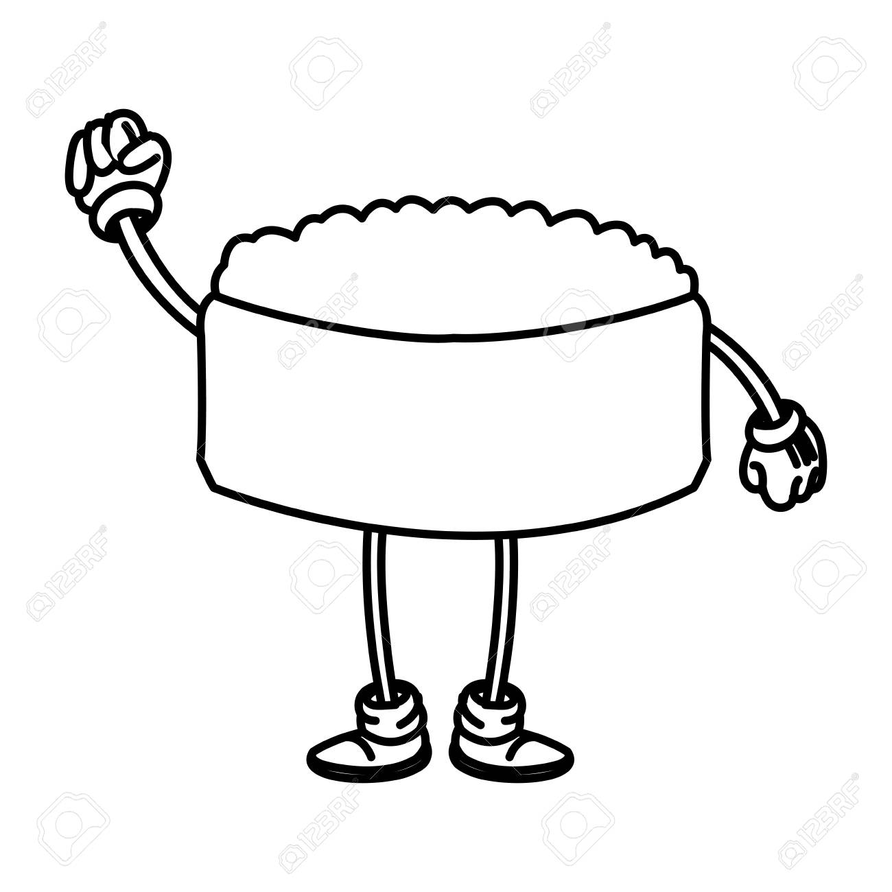 寿司料理日本の漫画キャラのアウトライン ベクトル イラストのイラスト素材 ベクタ Image