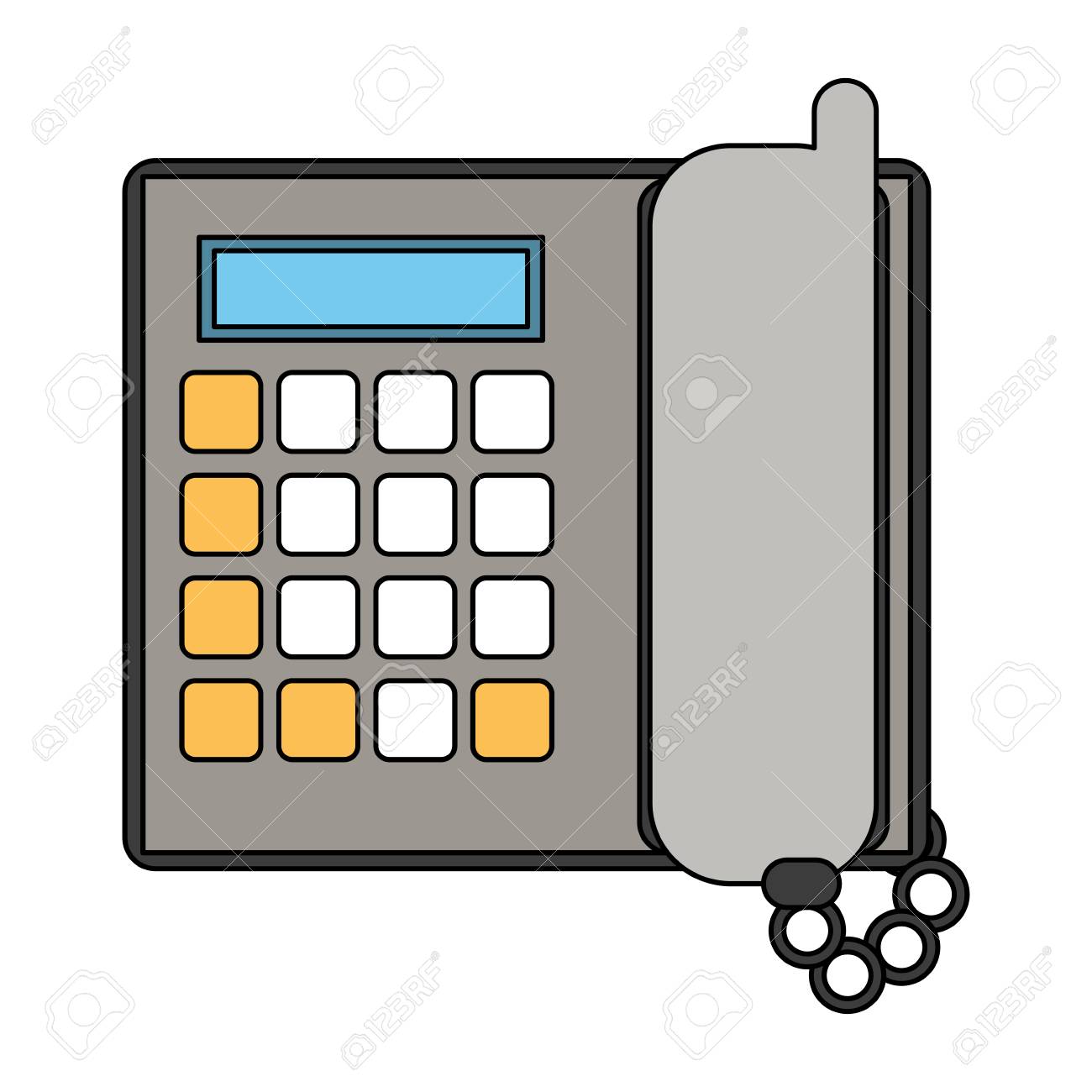 色シルエット漫画オフィス電話有線ベクトル イラストのイラスト素材 ベクタ Image