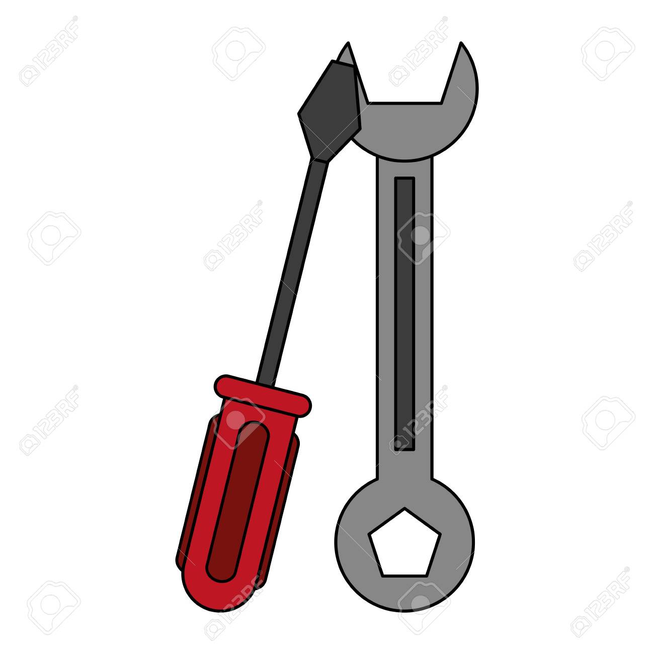 Set De Dessin Anime De Silhouette Couleur Cle Et Tournevis Avec Pique Tip Tool Icone Illustration Vectorielle Clip Art Libres De Droits Vecteurs Et Illustration Image 79349054