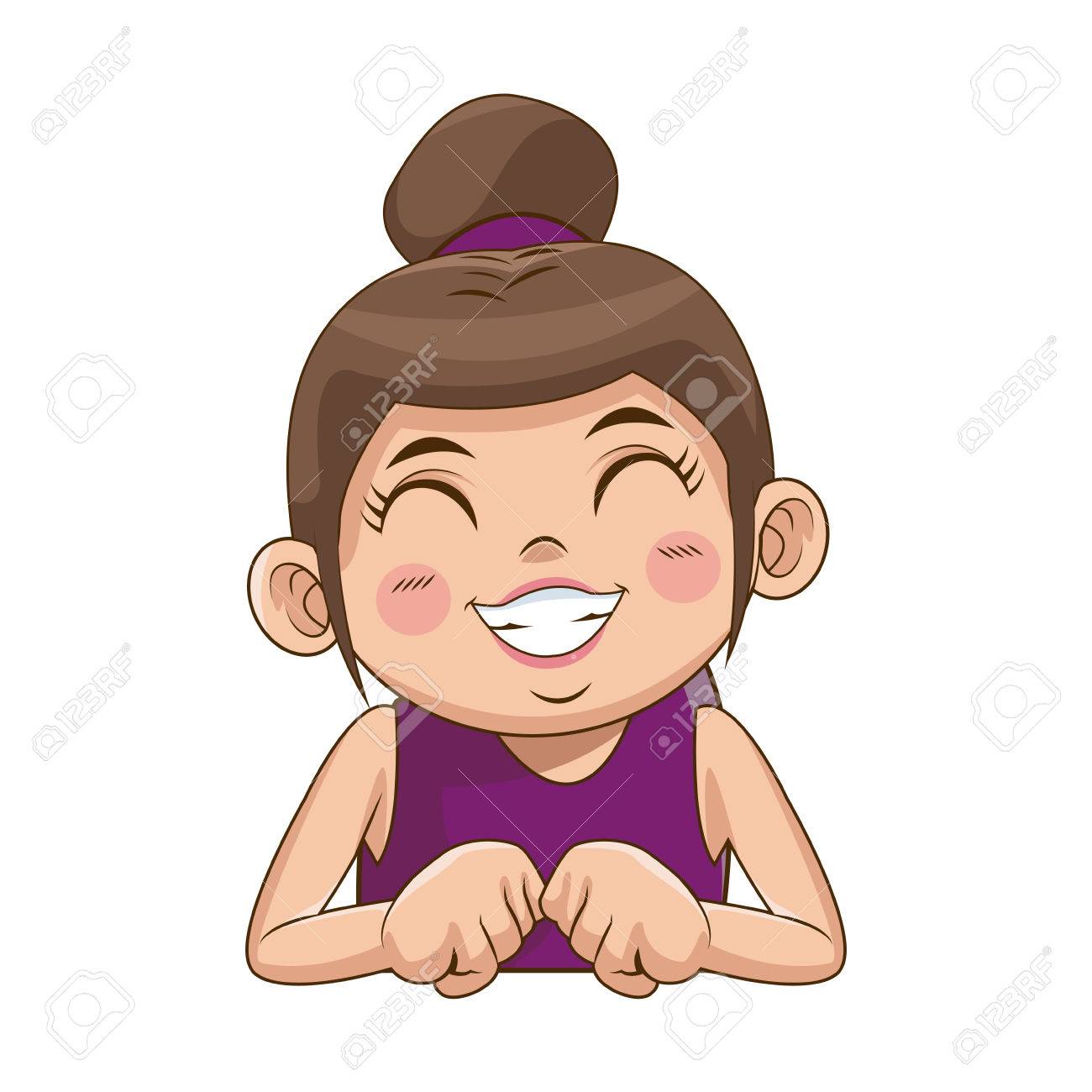 Cute Girl With Her Hair Tied Up In A Bun Cartoon Vector Illustration Stock Vector Cute Girl With Her Hair Tied Up In A Bun Cartoon Vector Illustration Stock Vector