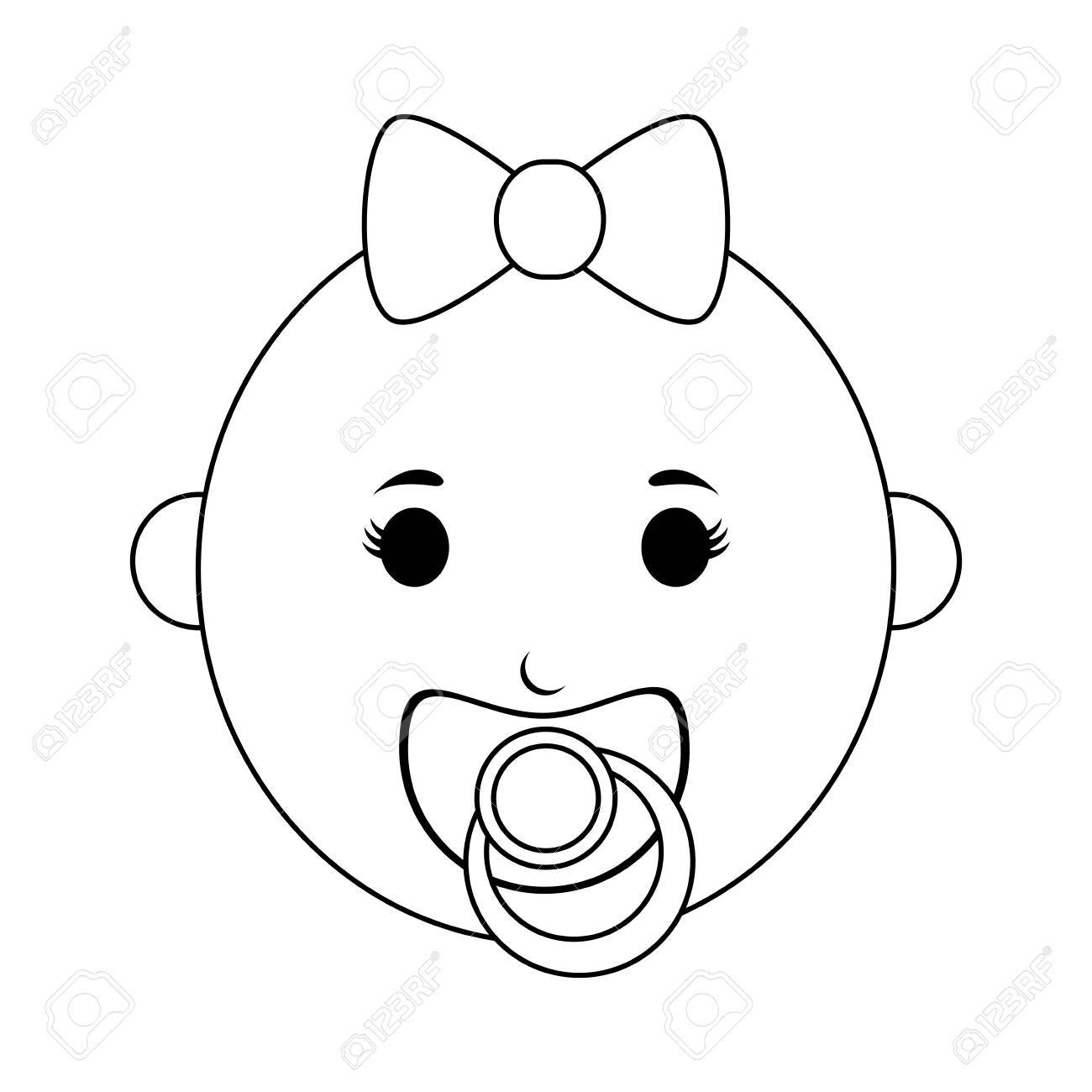 female baby with pacifier icon image vector illustration design