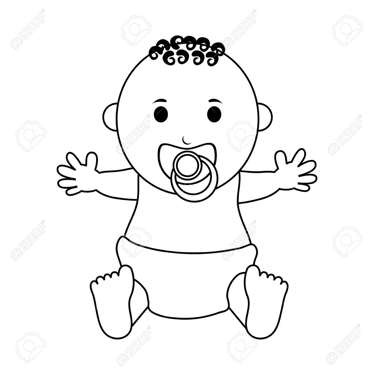 男性赤ちゃんおしゃぶりアイコン画像ベクトル イラスト デザイン黒線のイラスト素材 ベクタ Image