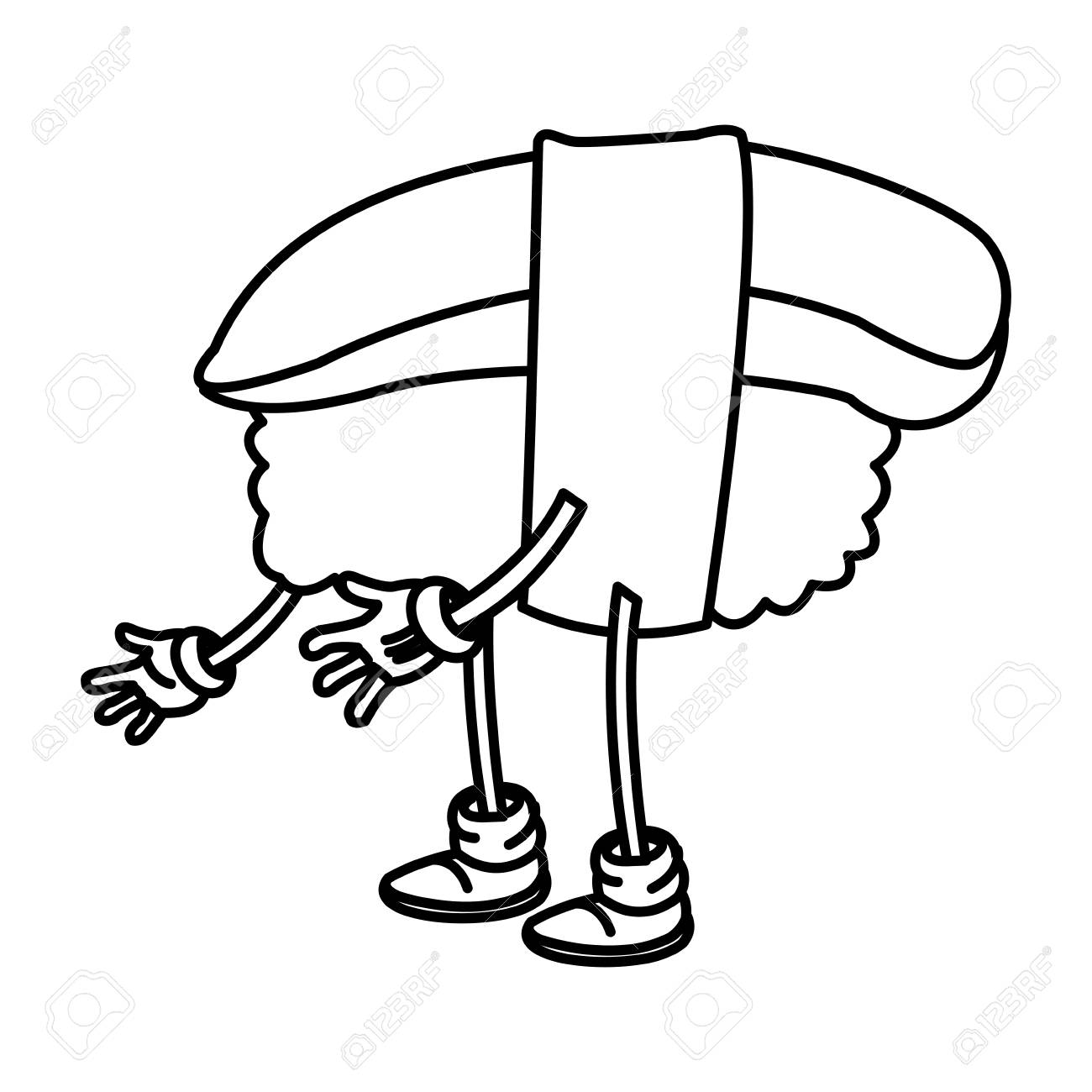 寿司料理日本の漫画キャラのアウトライン ベクトル イラスト のイラスト素材 ベクタ Image