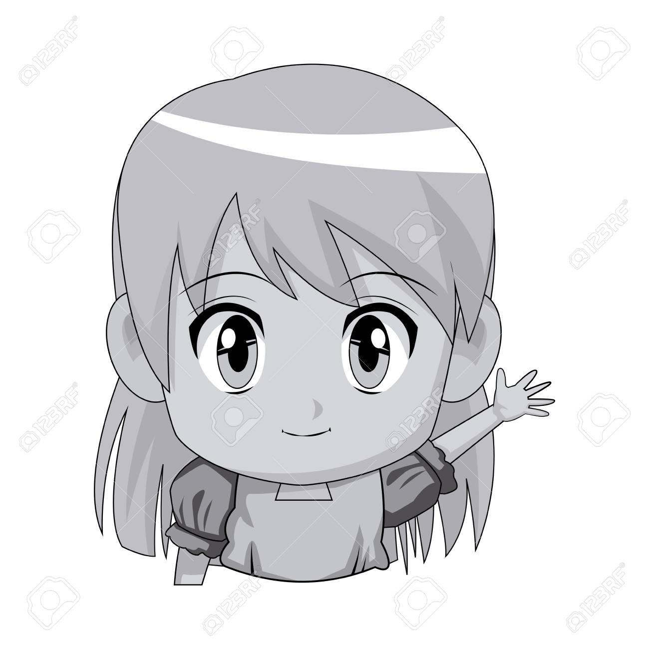 かわいい漫画のキャラクター小さな女の子ちびキャラ ベクトル イラスト のイラスト素材 ベクタ Image