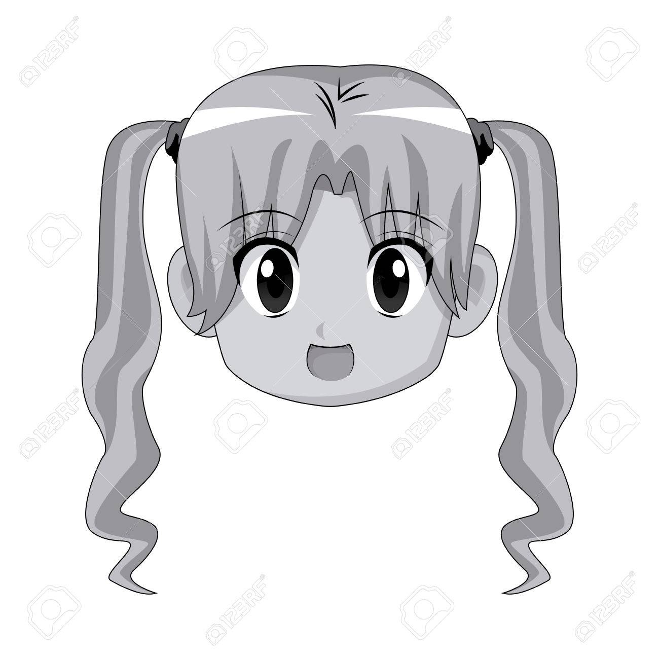 Cute Cartoon Anime Chibi Girl Image Vector Illustration Royalty