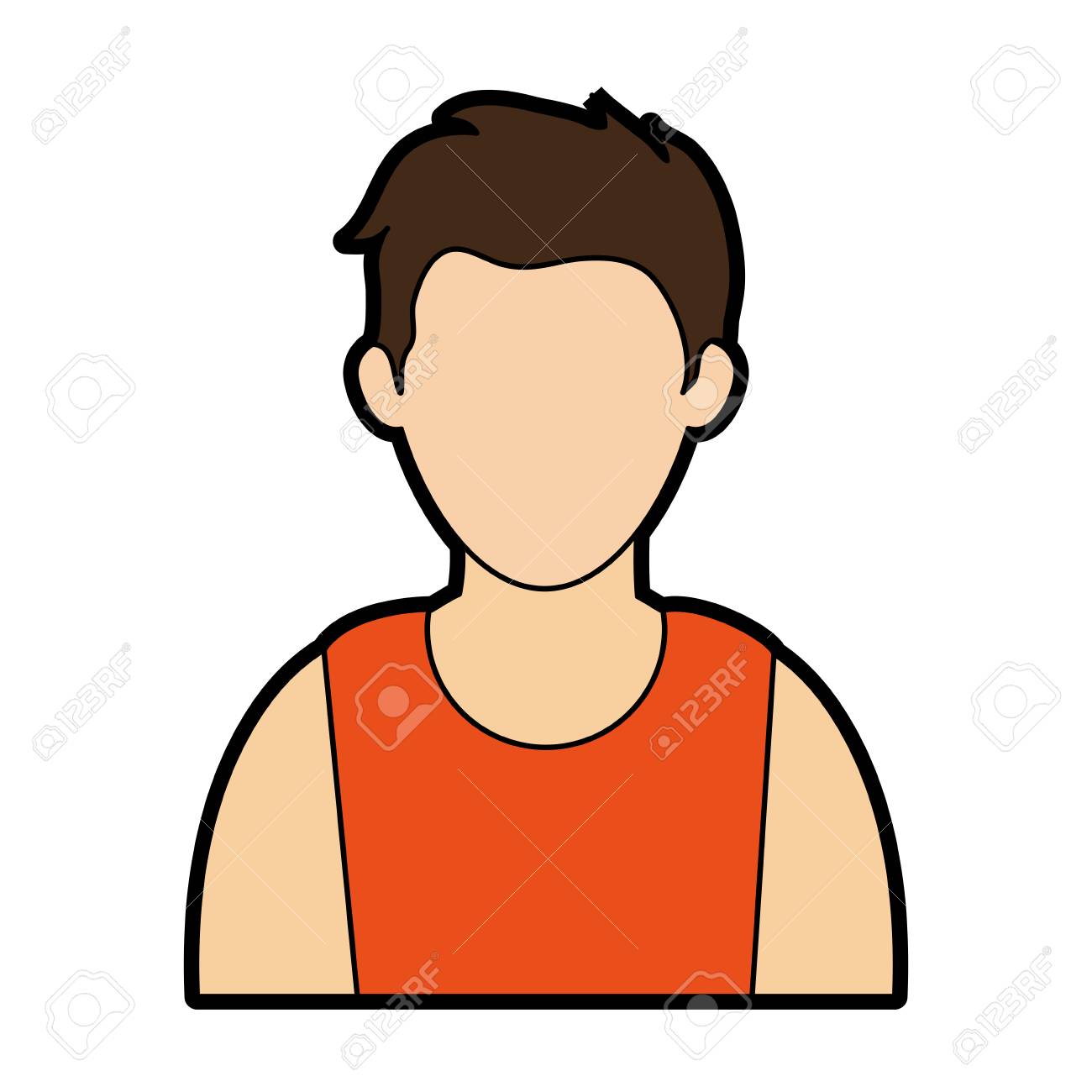 ノースリーブ トップ顔アバター アイコン画像ベクトル イラスト デザインを着ている若い男 のイラスト素材 ベクタ Image