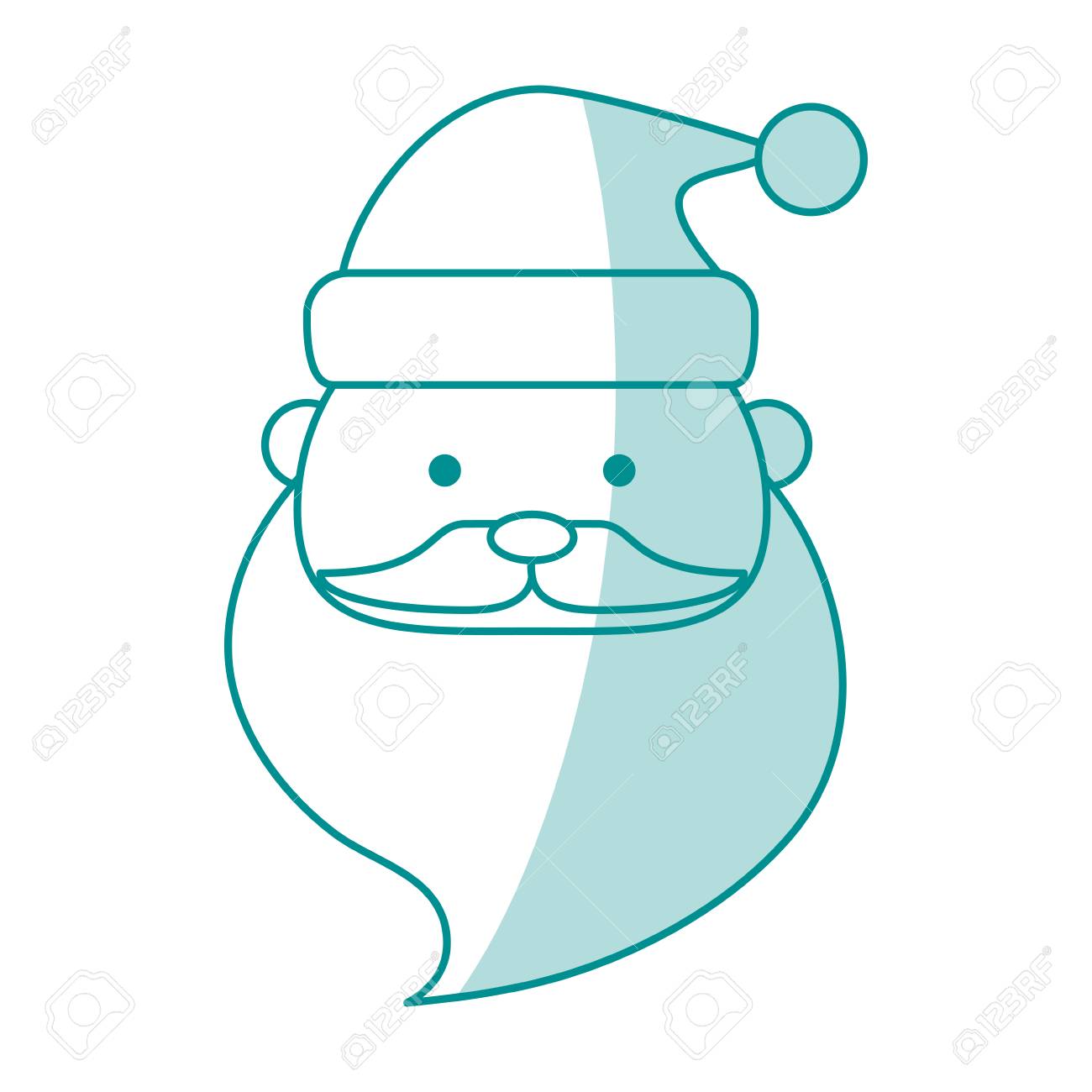 flat line monocromatic santas face over white background vector