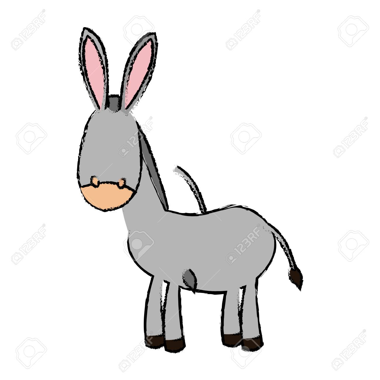 かわいいロバかわいい漫画の飼い葉桶画像ベクトル図 のイラスト素材 ベクタ Image