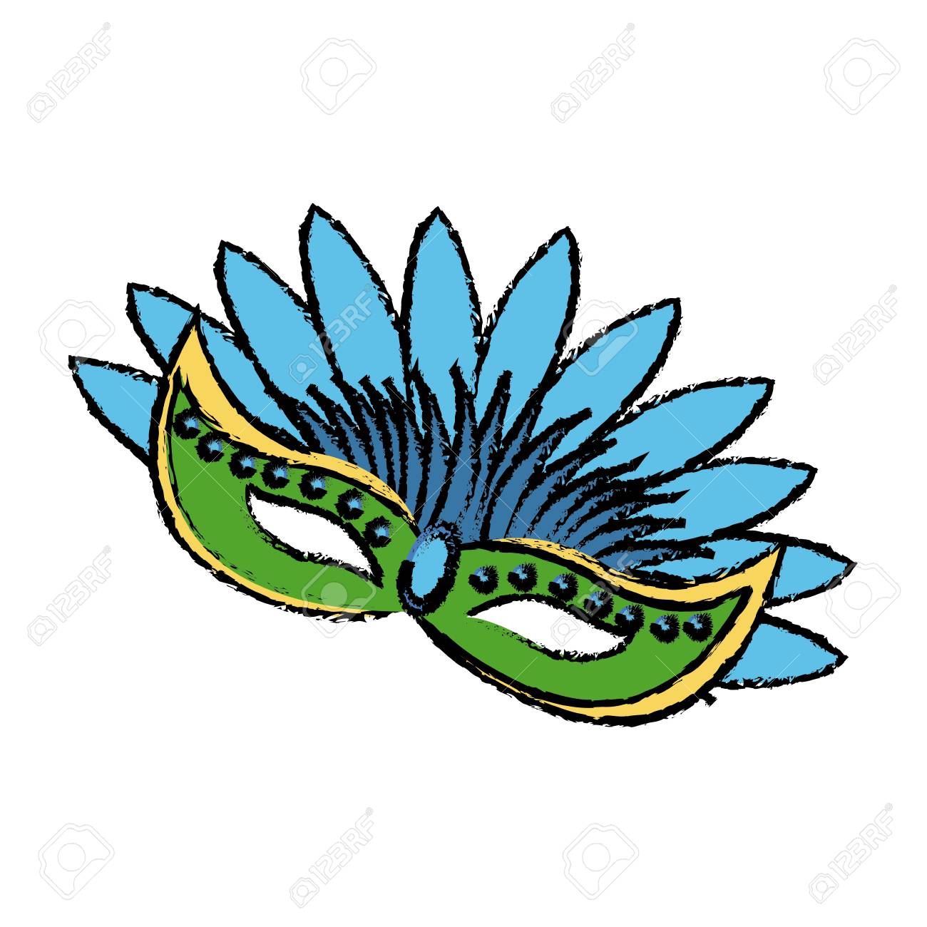 brazilian carnival mask feathers celebration image vector