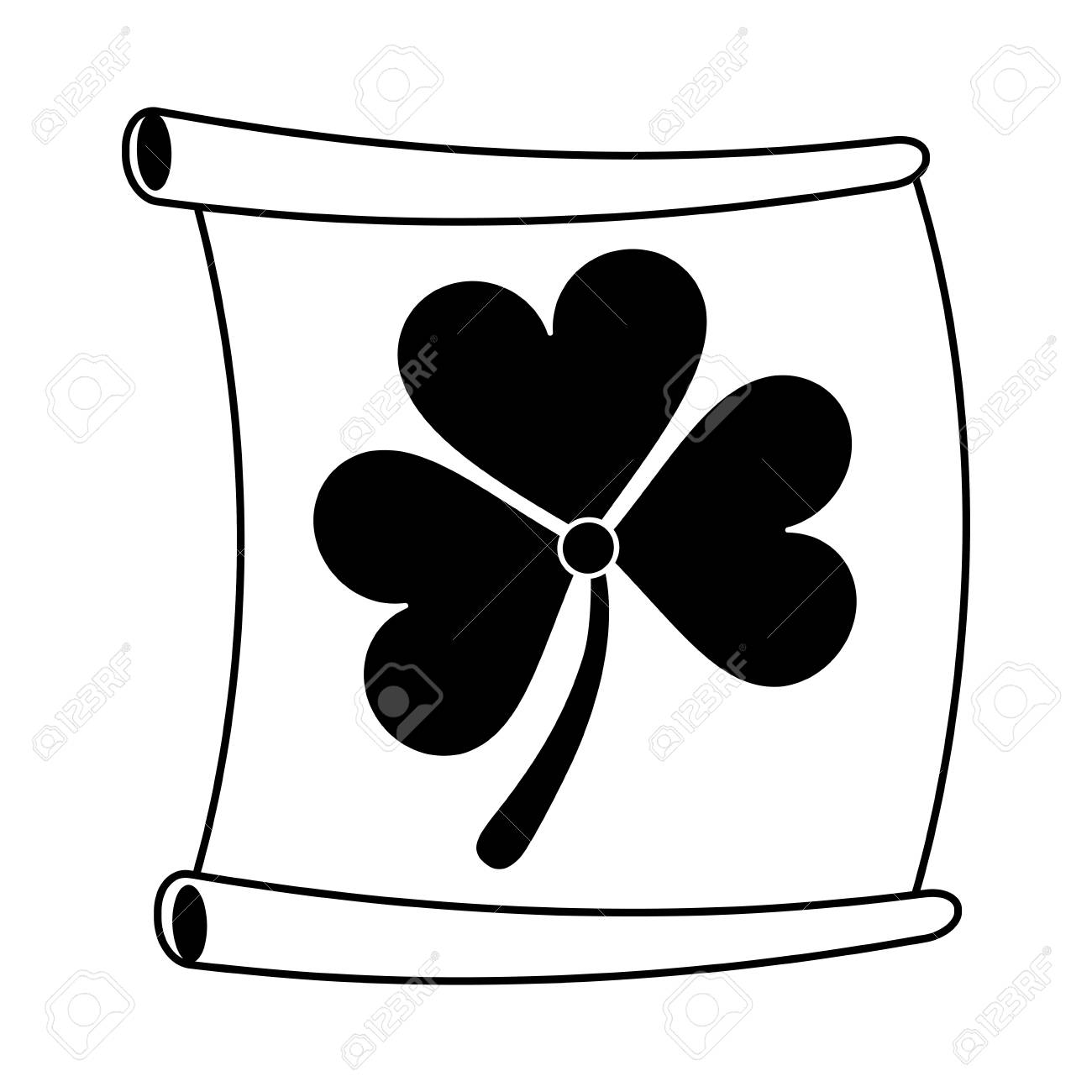 クローバーやシャムロックと紙聖パトリックの日関連のアイコン画像ベクトル イラスト デザイン黒線のイラスト素材 ベクタ Image