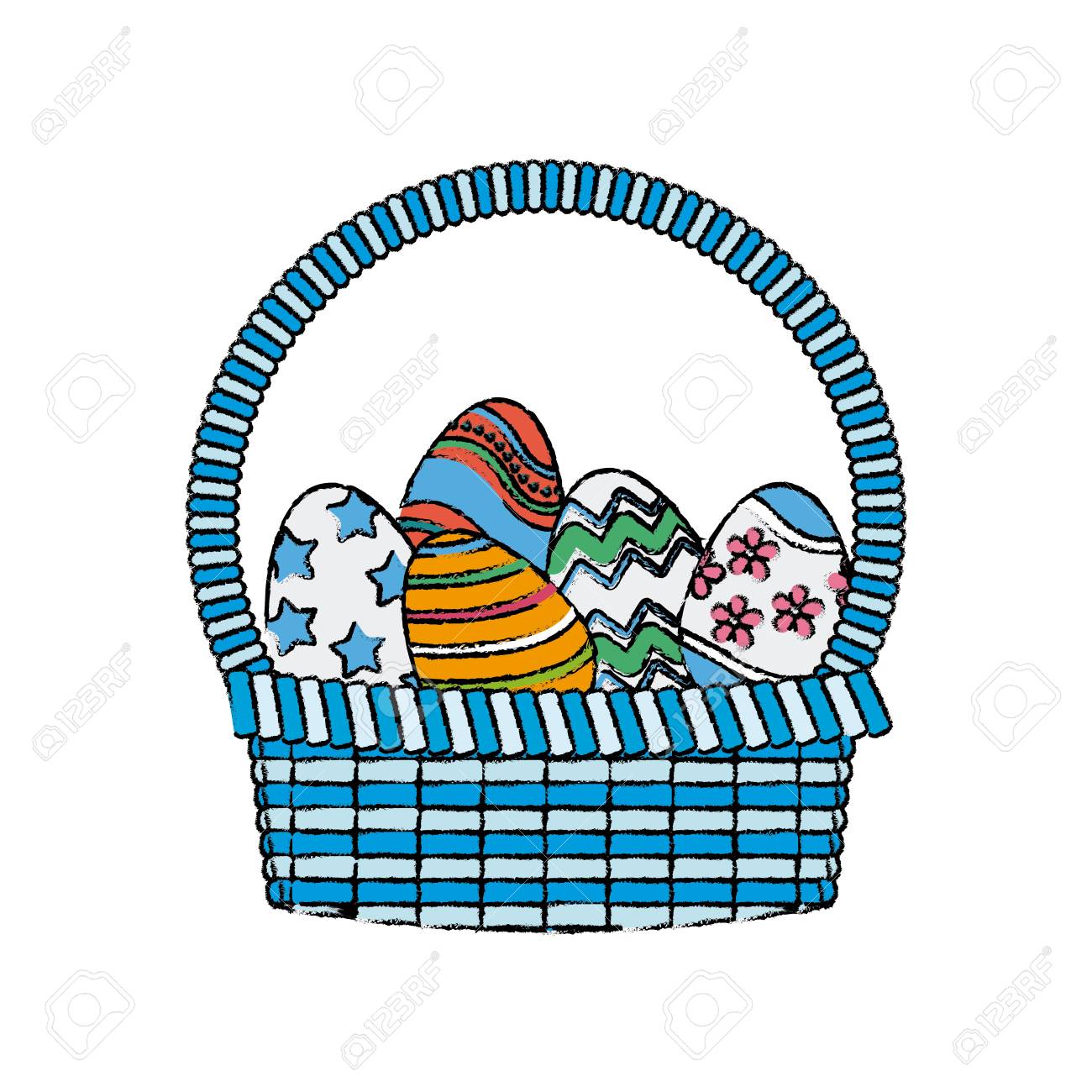 Drawing Happy Easter Basket Egg Decoration Image Vector Illustration Stock Vector 81146263 Drawing Happy Easter Basket Egg Decoration Image Vector Illustration Stock Vector 81146263
