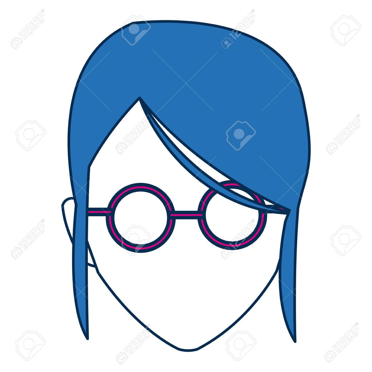 アバターの女性顔フクシア摩耗メガネ ベクトル イラストのイラスト素材 ベクタ Image