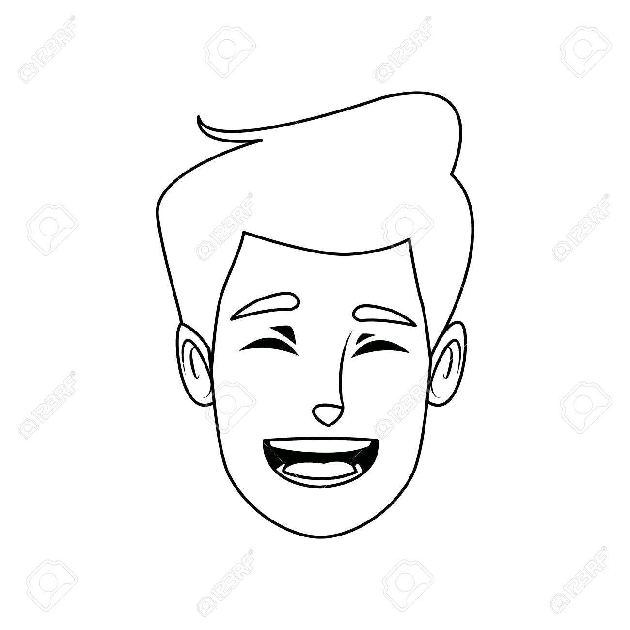 幸せそうな男性の顔笑顔キャラ面白いベクトル イラスト のイラスト素材 ベクタ Image