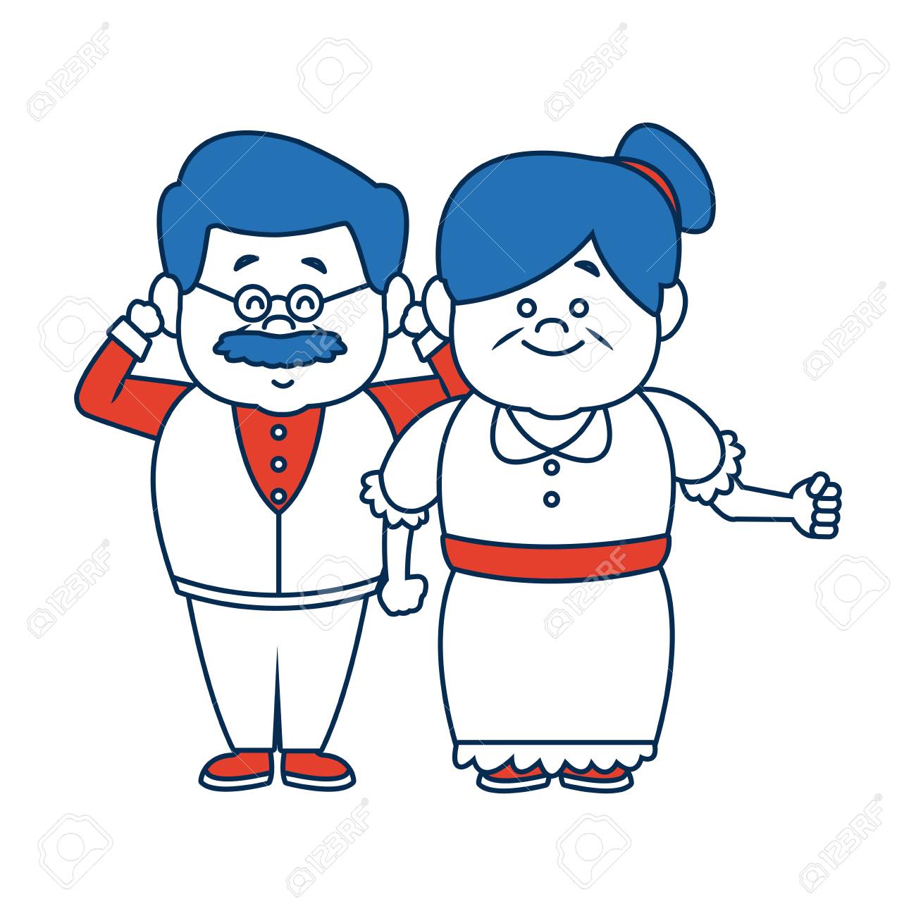 幸せなおじいちゃんとおばあちゃんの素敵な人に立ってベクトル イラストのイラスト素材 ベクタ Image
