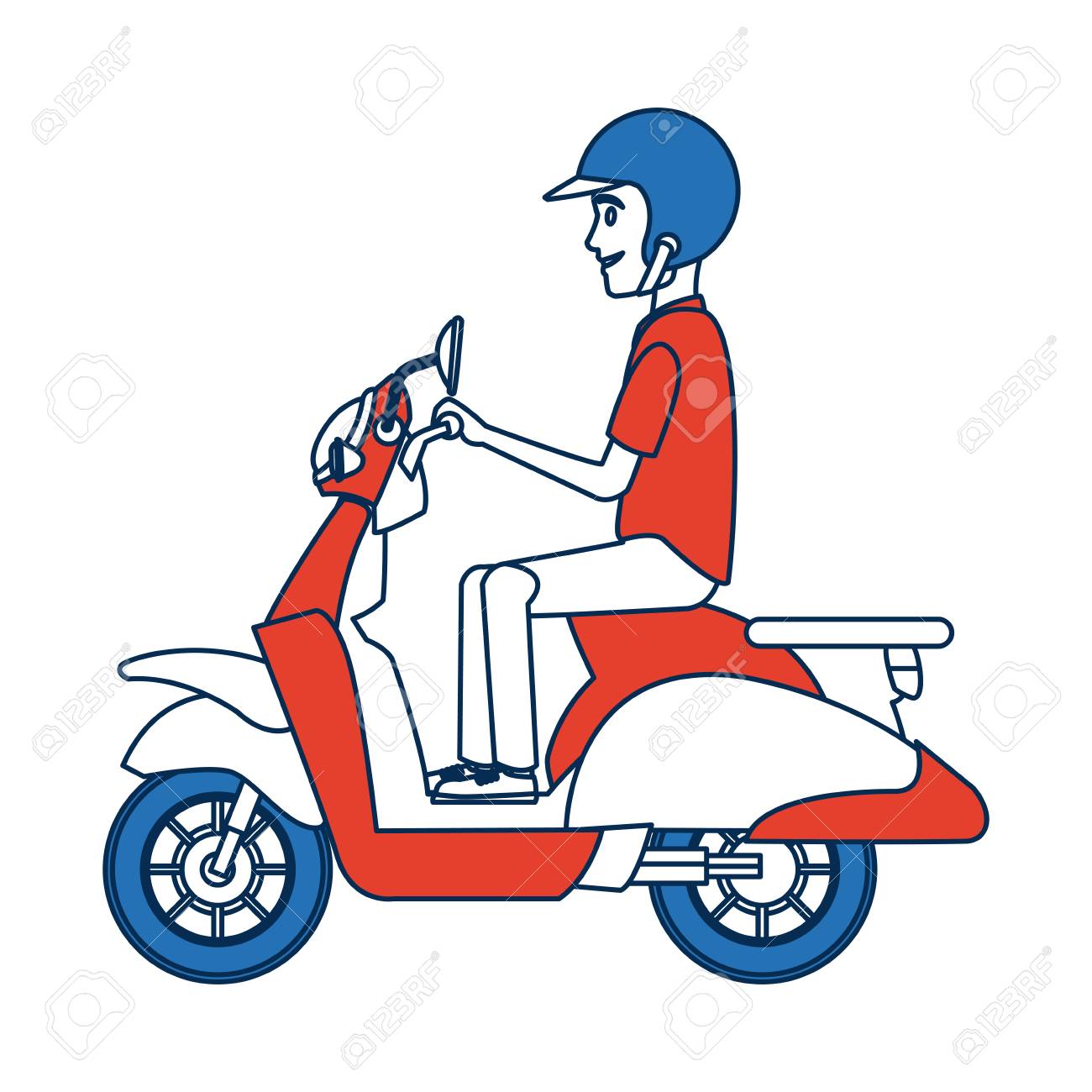 Delivery Boy Ride Scooter Motorcycle Service Order Shipping Vector Illustration Stock Delivery Boy Ride Scooter Motorcycle Service Order Shipping Vector Illustration Stock