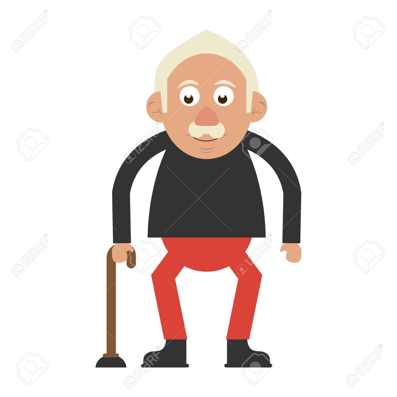 杖アイコン画像ベクトル イラスト デザインのかわいい幸せな高齢者男のイラスト素材 ベクタ Image