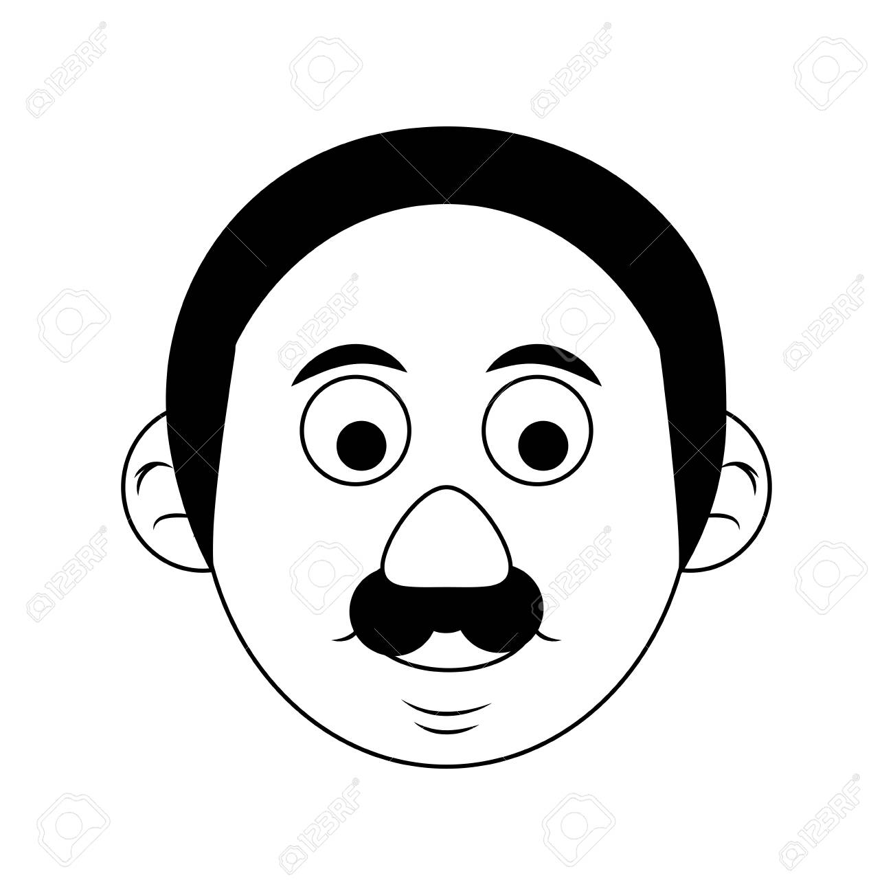 かわいい幸せな高齢者男アイコン画像ベクトル イラスト デザイン黒と黒と白の顔 のイラスト素材 ベクタ Image