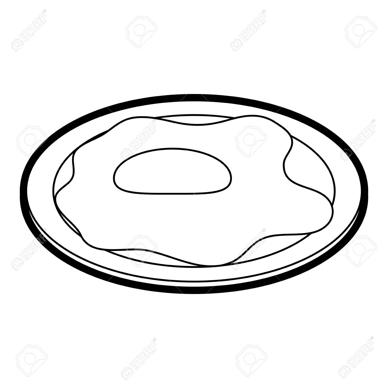 フラット線未塗装白背景ベクトル図で卵の目玉焼きのイラスト素材 ベクタ Image