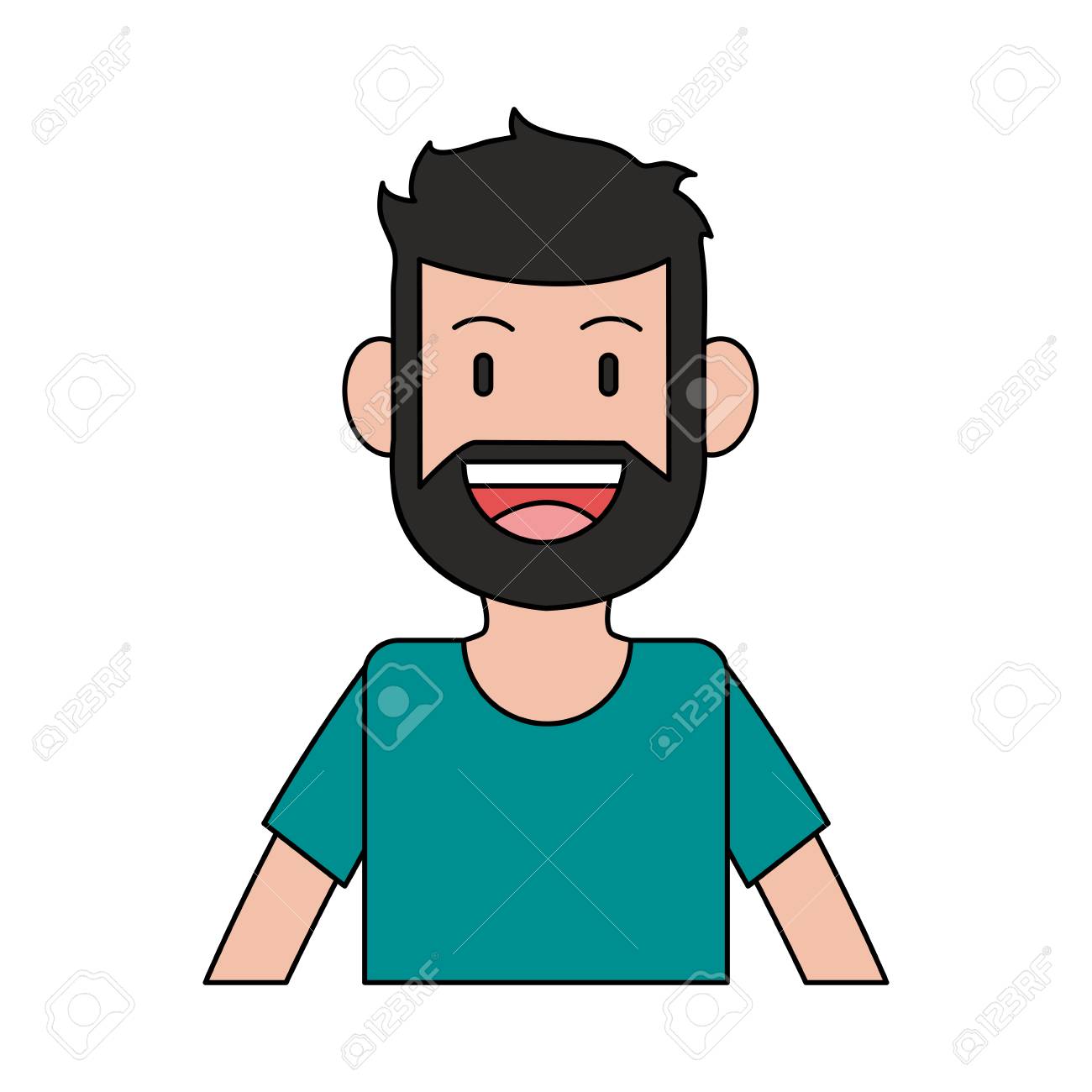 完全あごひげや口ひげアイコン画像ベクトル イラスト デザインで幸せな笑みを浮かべて男のイラスト素材 ベクタ Image