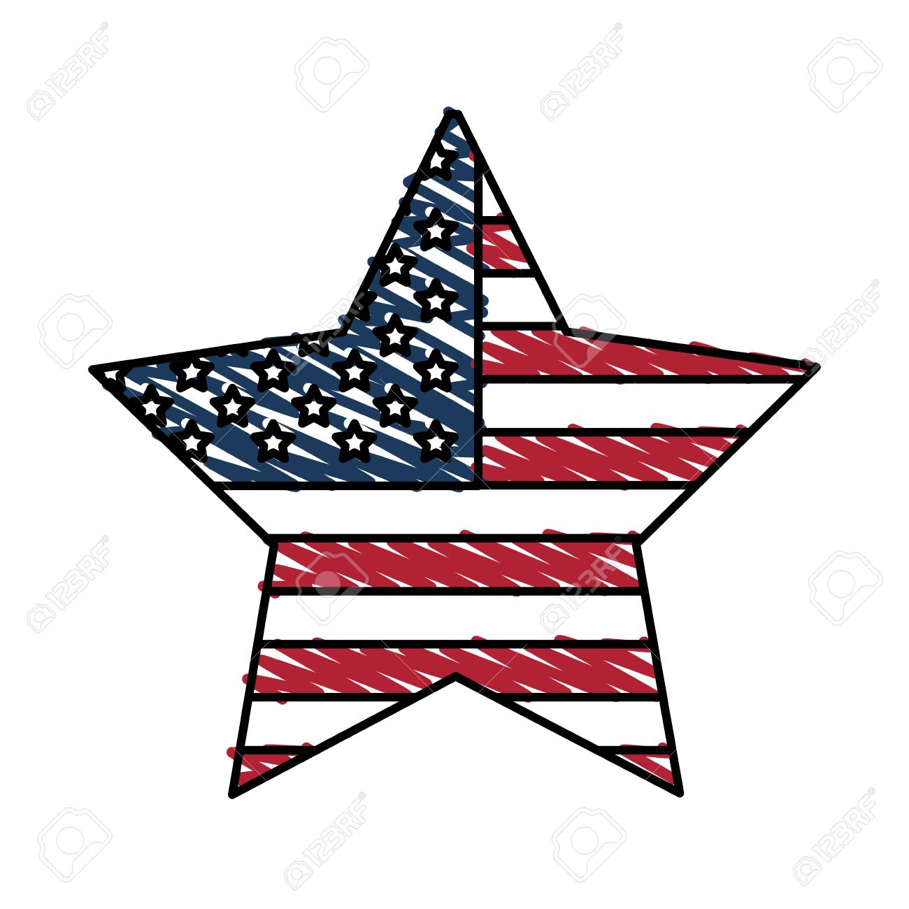 Bunter Stern Mit Usa-Flagge Kritzeln Über Weißer  Hintergrundvektorillustration Lizenzfrei Nutzbare Vektorgrafiken, Clip  Arts, Illustrationen. Image 84666168.