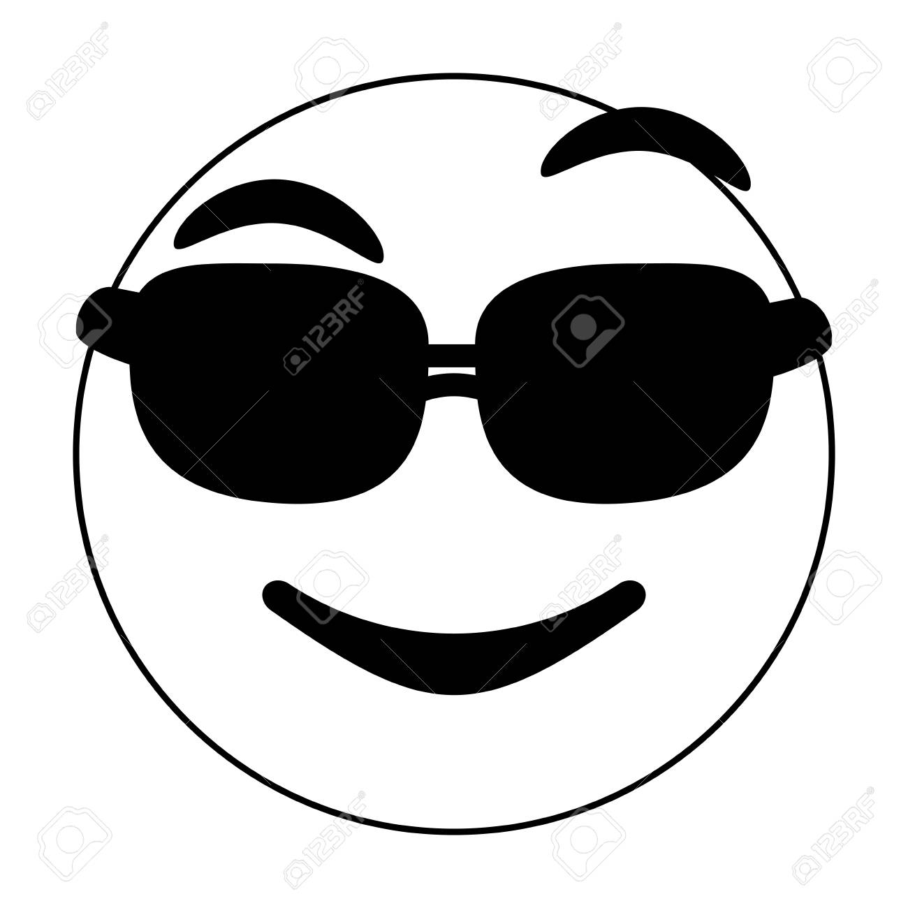 Black And White Cool Emoji Over White Background Vector Illustration  Royalty Free SVG, Cliparts, Vectors, And Stock Illustration. Image 84680662.