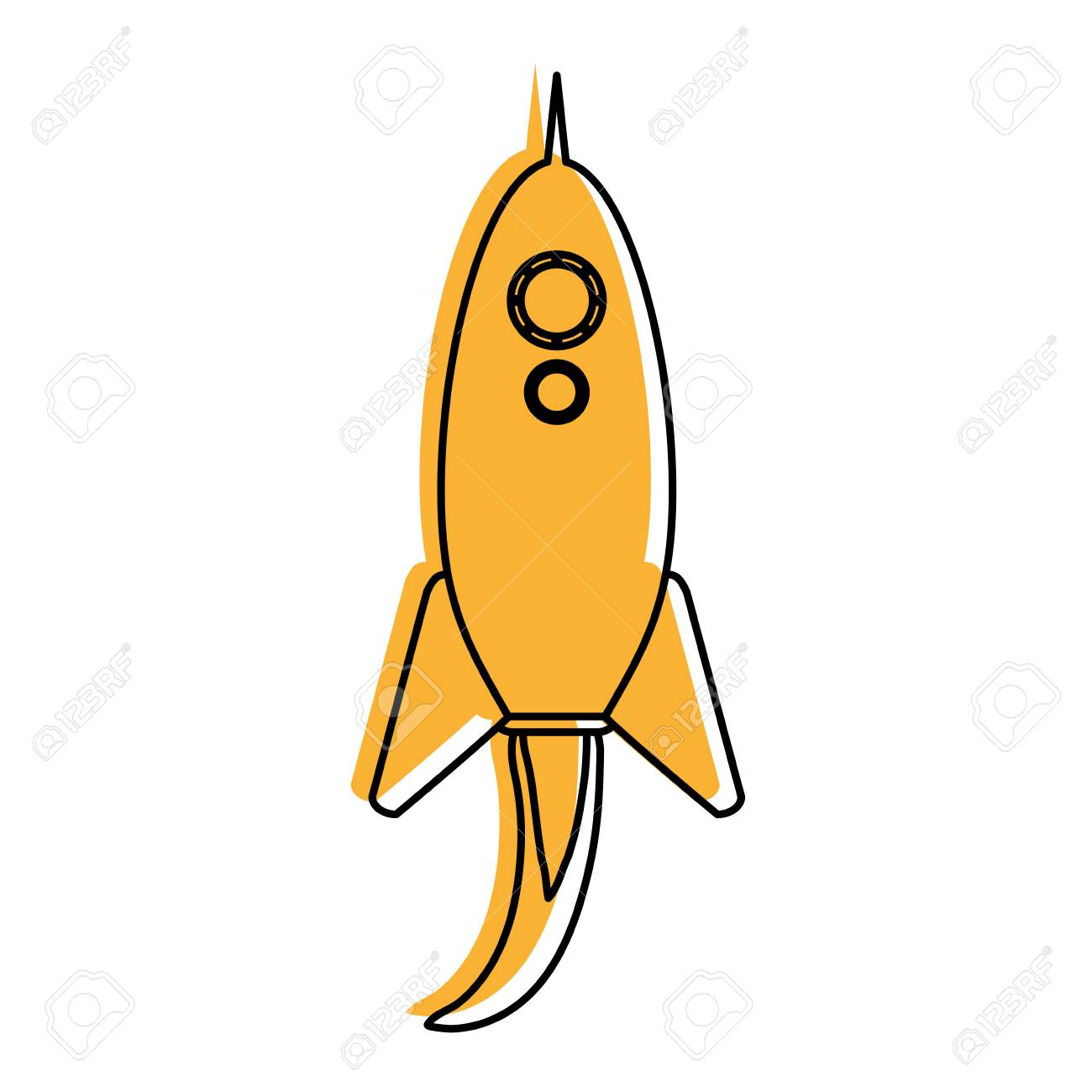 漫画ロケットや宇宙船アイコン画像ベクトルイラストデザイン黄色 のイラスト素材 ベクタ Image