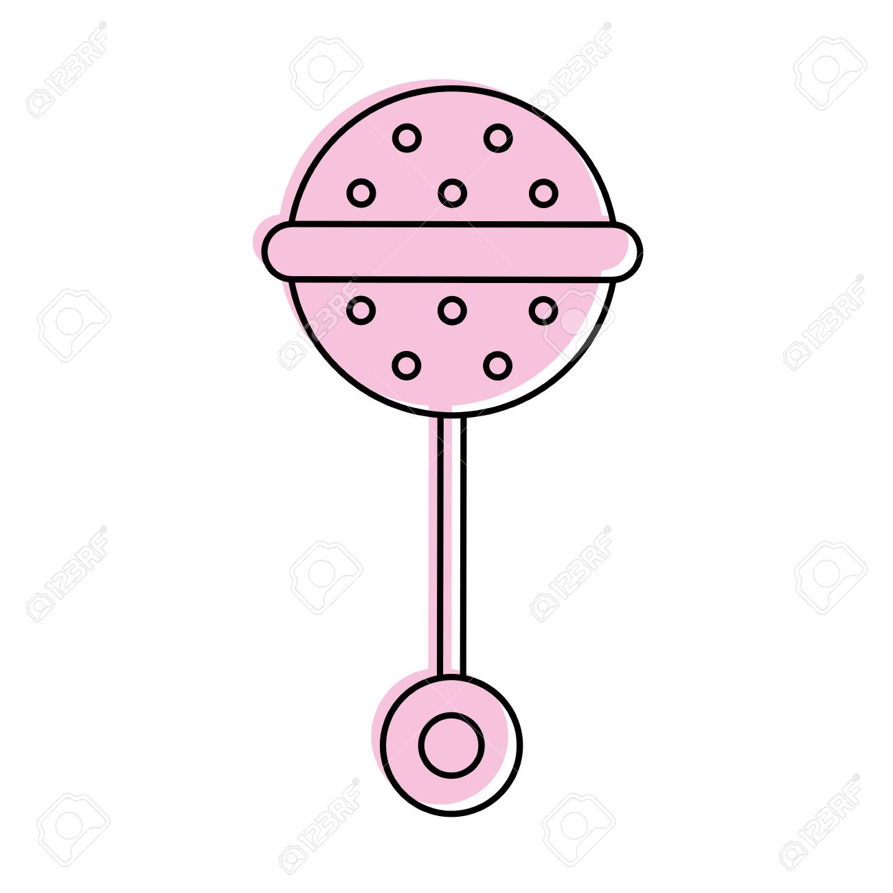 ガラガラおもちゃ赤ちゃん関連のアイコン画像ベクトル イラスト デザイン ピンク色のイラスト素材 ベクタ Image