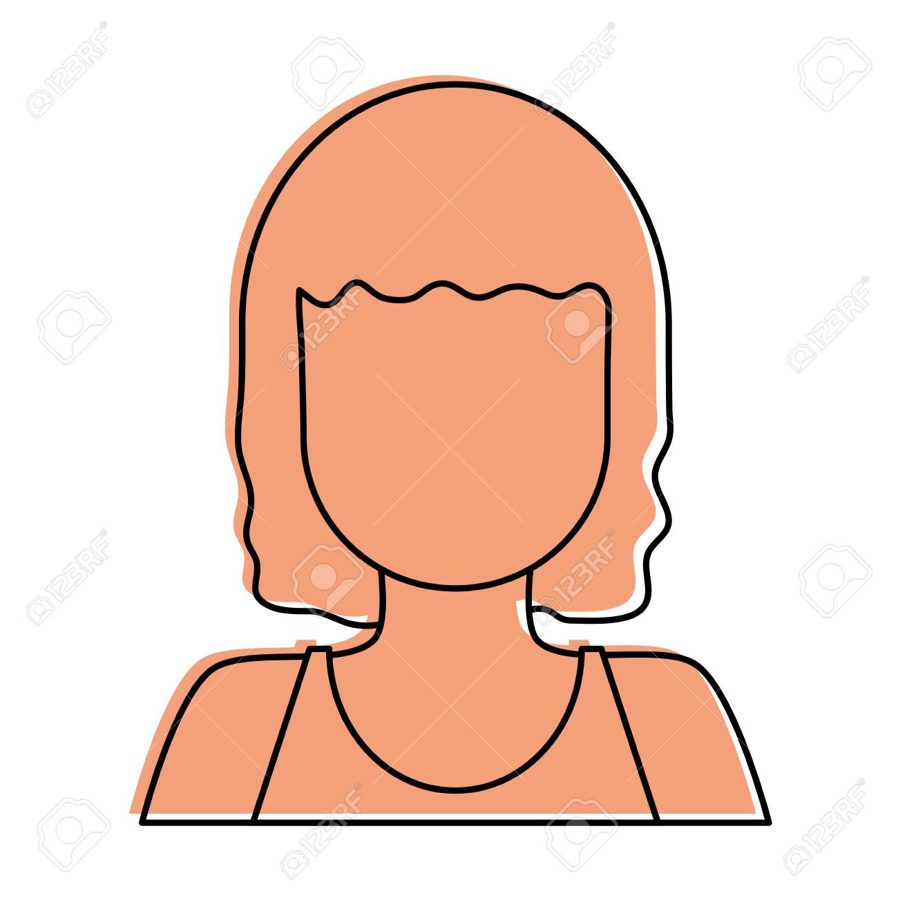 ノースリーブ トップ縦アバター アイコン画像ベクトル イラスト デザイン ピンク色の女性のイラスト素材 ベクタ Image