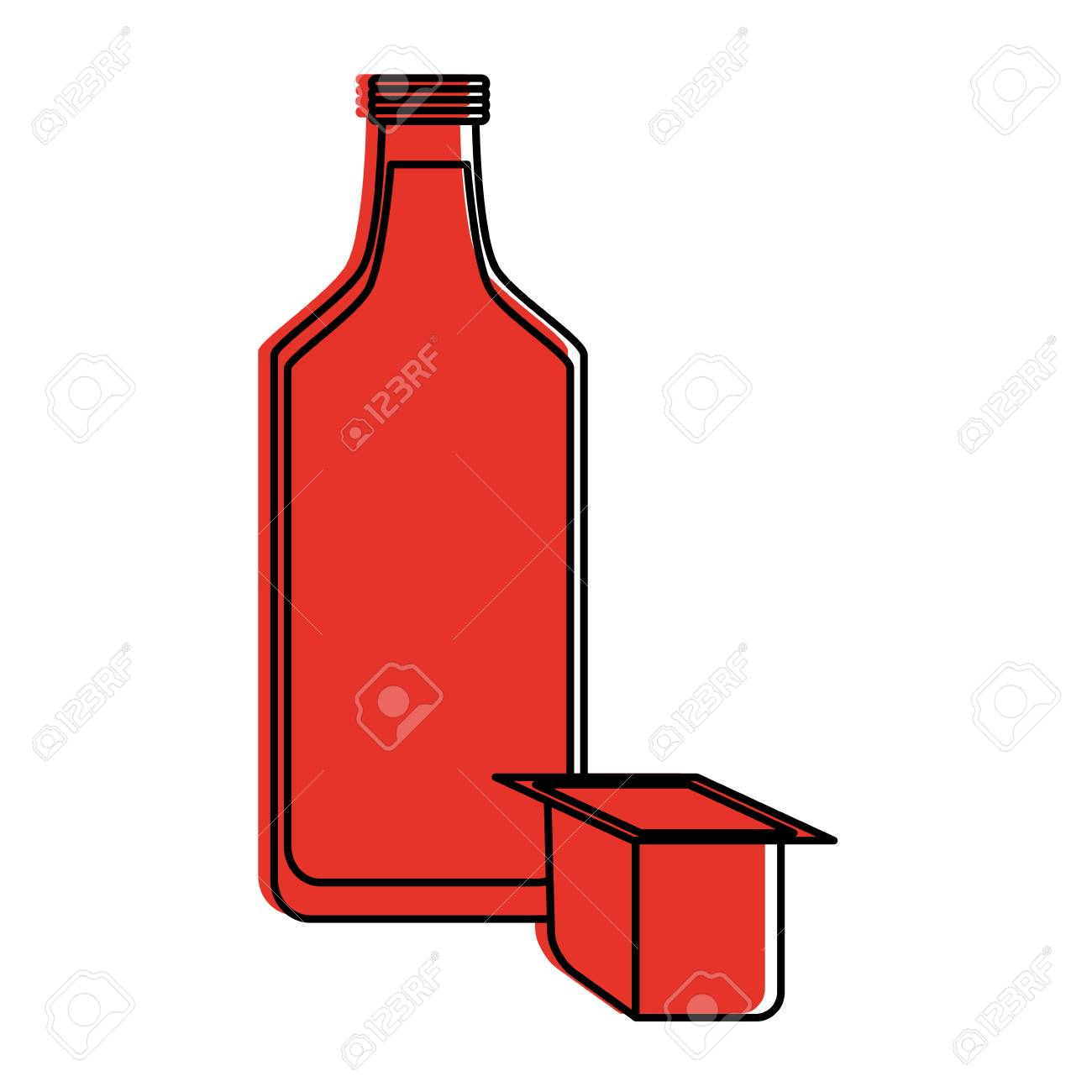 瓶や小さなボックス アイコン画像ベクトル イラスト デザイン赤い色 のイラスト素材 ベクタ Image