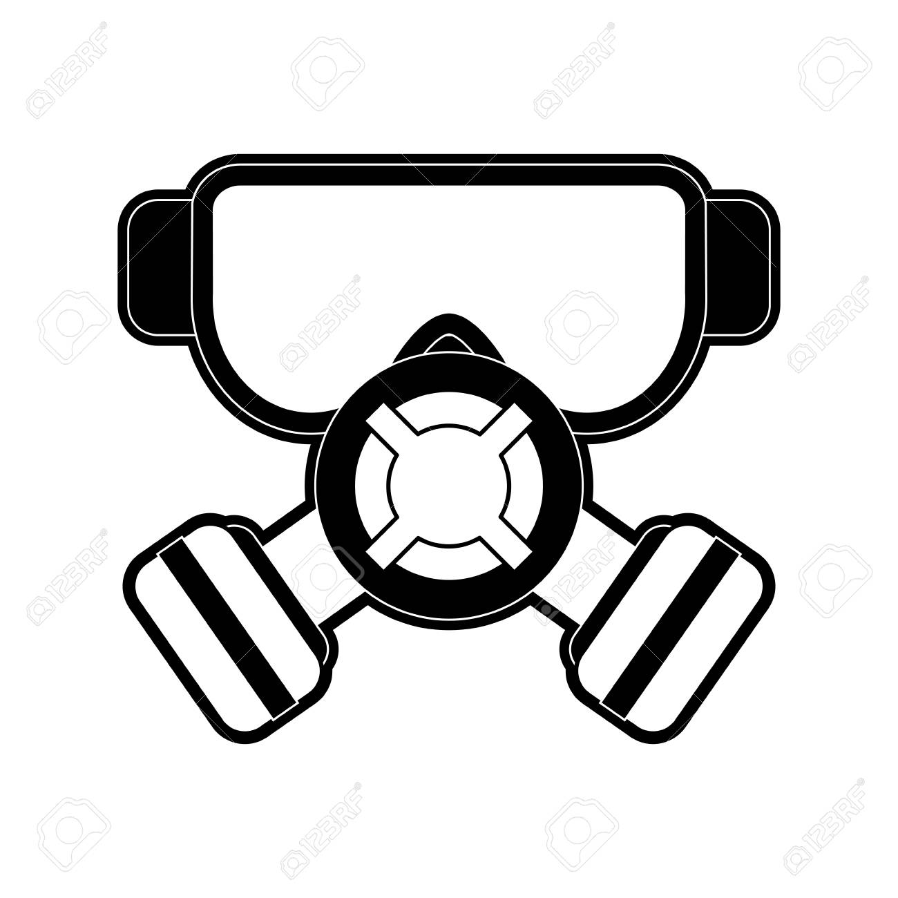 ガスマスクとゴーグル産業安全関連アイコン画像ベクトルイラストデザイン白黒のイラスト素材 ベクタ Image