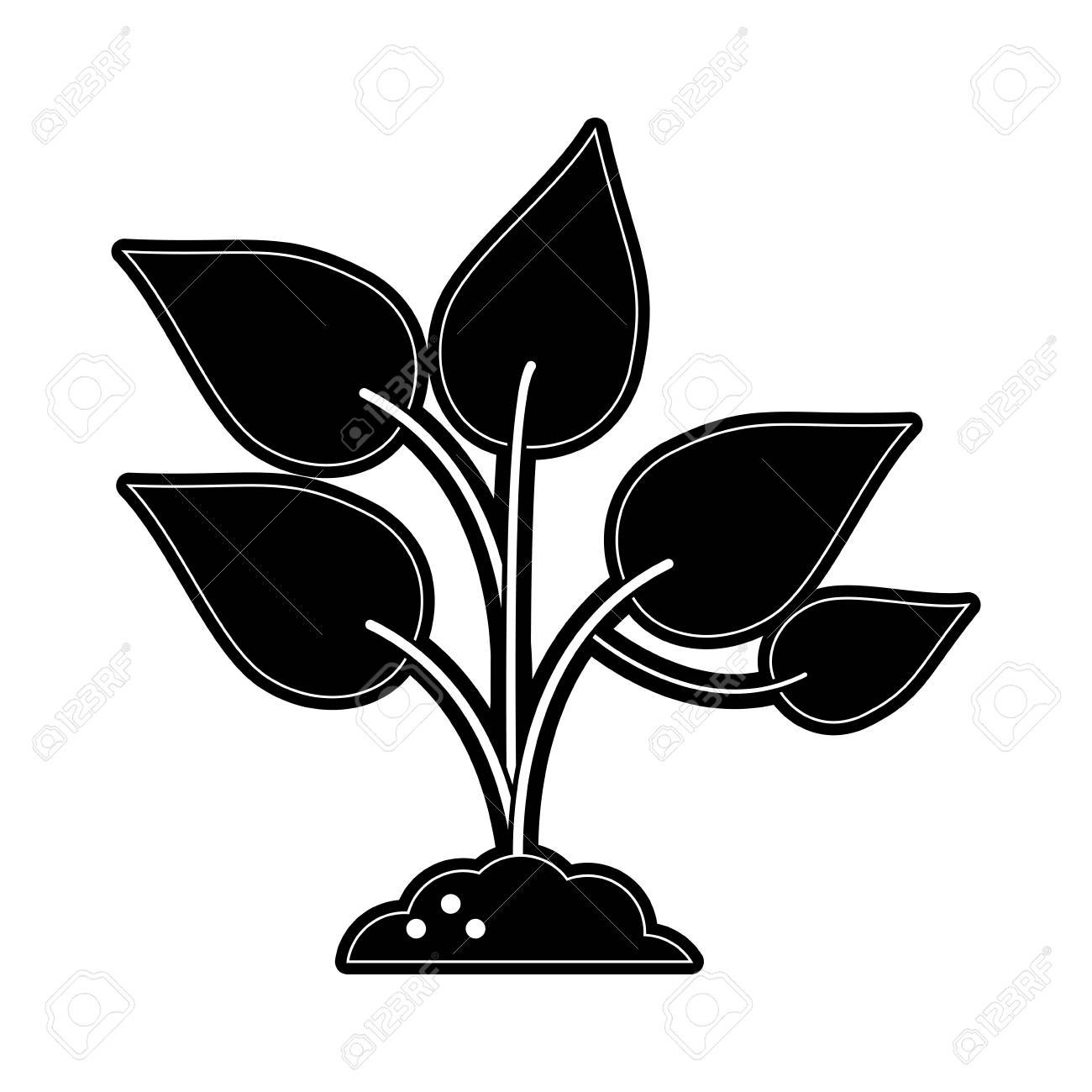 植物の芽アイコン画像ベクトル イラスト デザイン黒と白 のイラスト素材 ベクタ Image