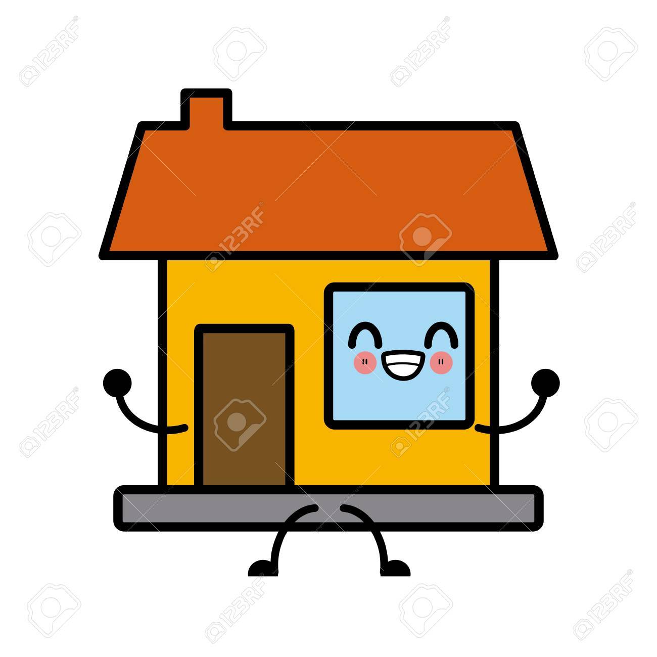 家の不動産かわいい漫画のアイコン ベクトル イラスト デザインのイラスト素材 ベクタ Image