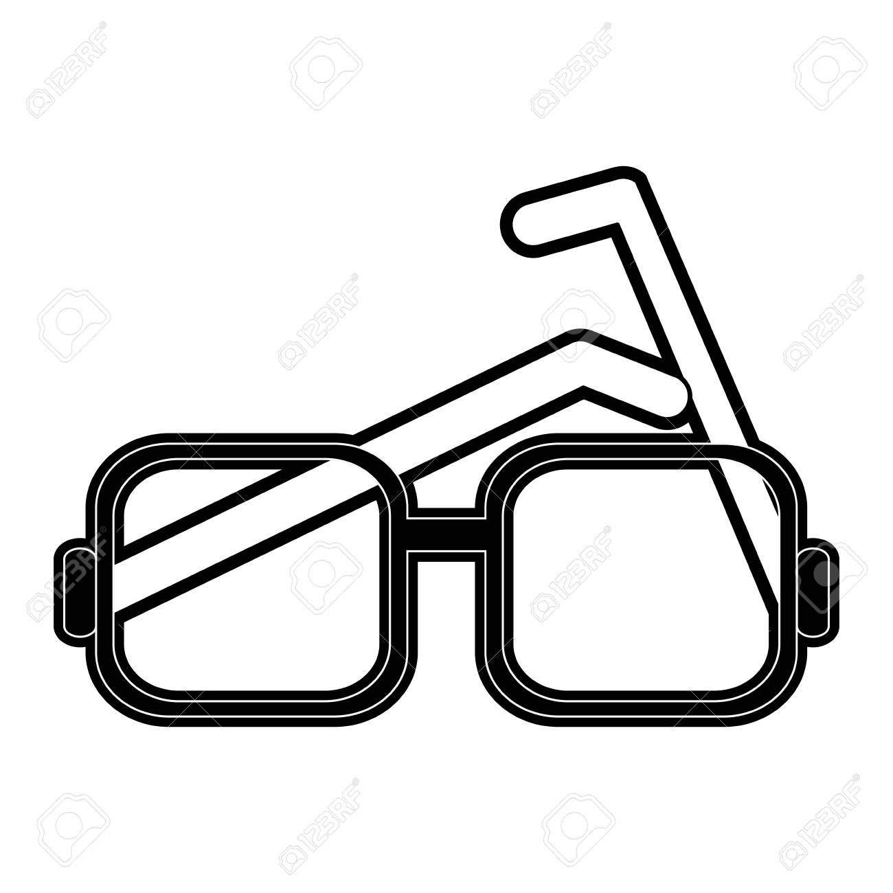 Occhiali Cornice Quadrata Icona Immagine Disegno Vettoriale Illustrazione In Bianco E Nero