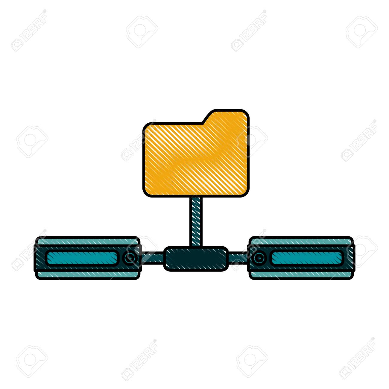 サーバー アイコン画像ベクトル イラスト デザインに接続されているファイル フォルダー のイラスト素材 ベクタ Image