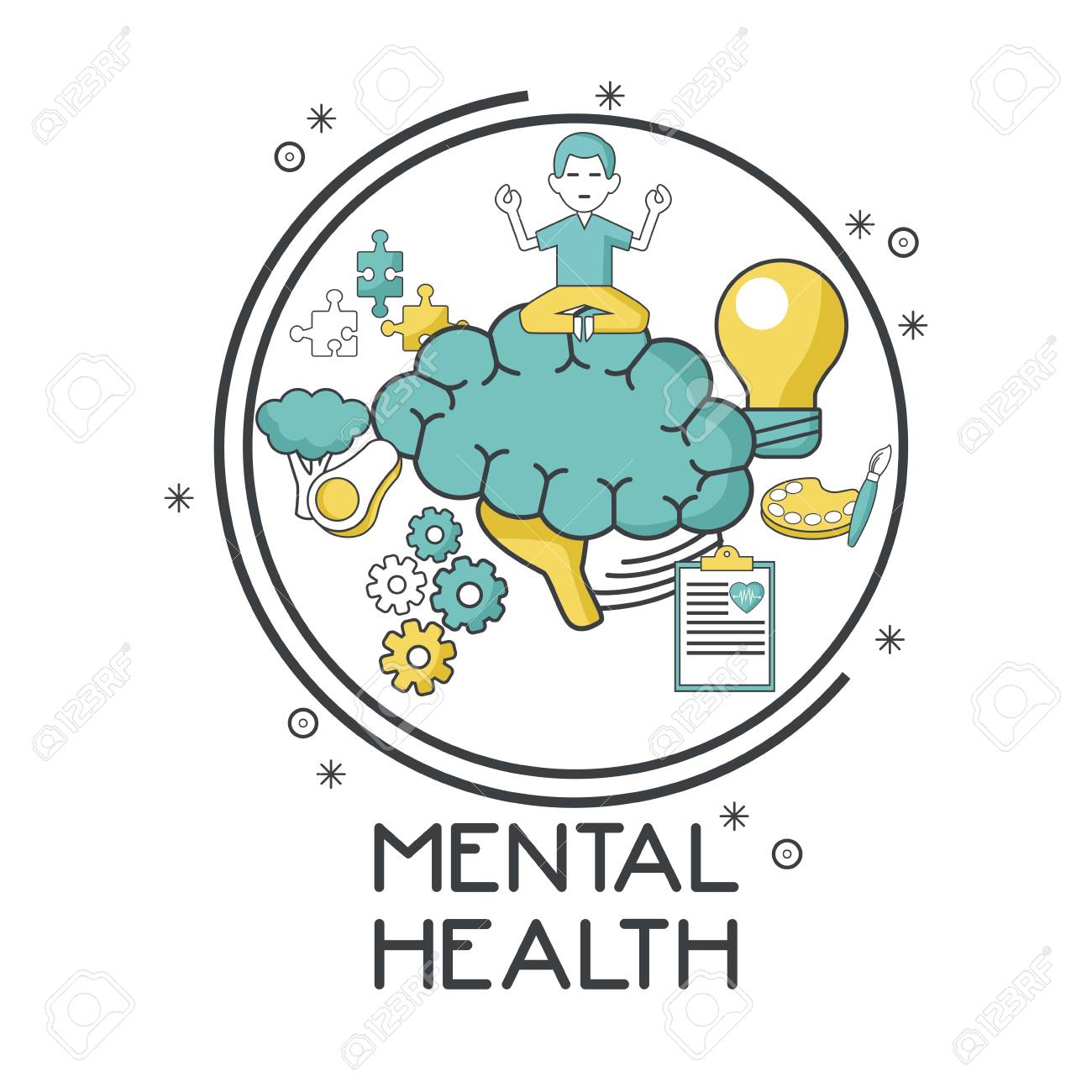 メンタルヘルス デザイン アイコン ベクトル イラスト グラフィック デザインのイラスト素材 ベクタ Image