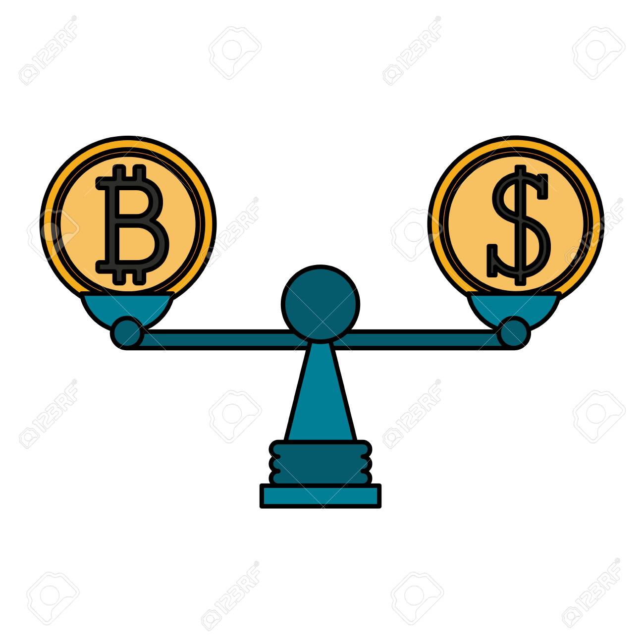A Bitcoin And Dollar On Balance Scale Crypto Currency Icon Image Vector  Illustration Design. Royalty Free SVG, Cliparts, Vectors, and Stock  Illustration. Image 87449002.