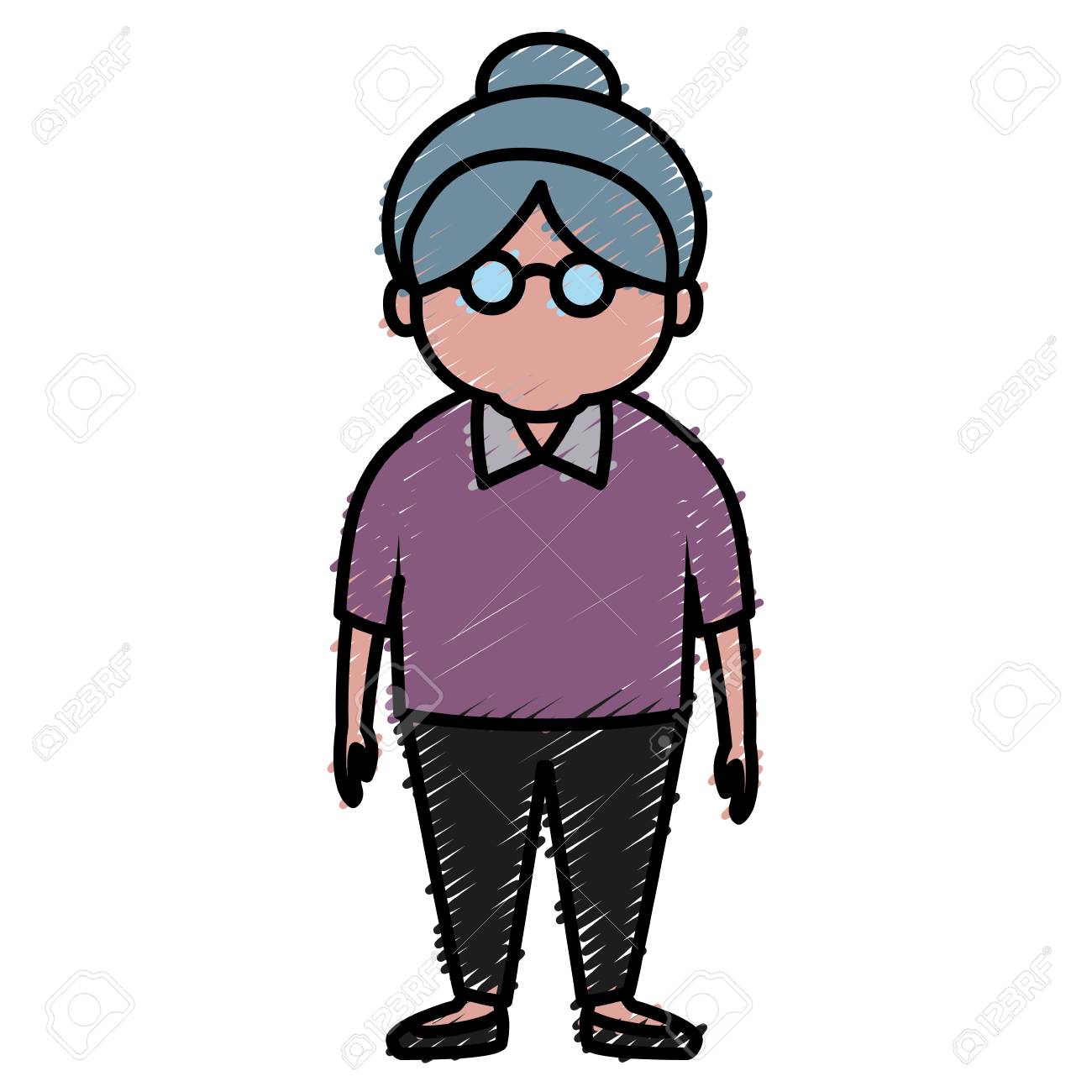 かわいいおばあちゃん漫画アイコン ベクトル イラスト グラフィック デザインのイラスト素材 ベクタ Image