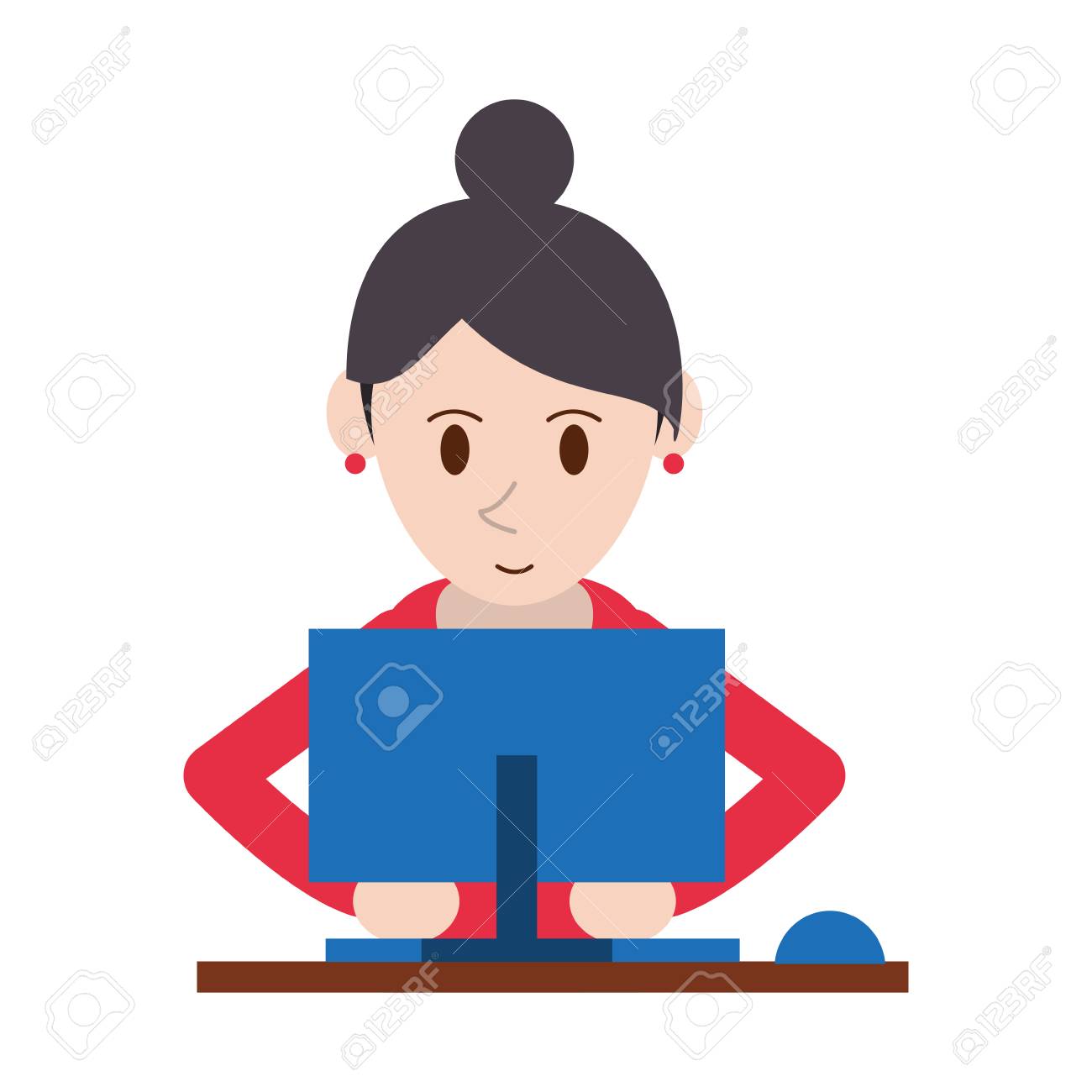 コンピューター アイコン画像 Frontview ベクトル イラスト デザインをしている女の人のイラスト素材 ベクタ Image 87669555